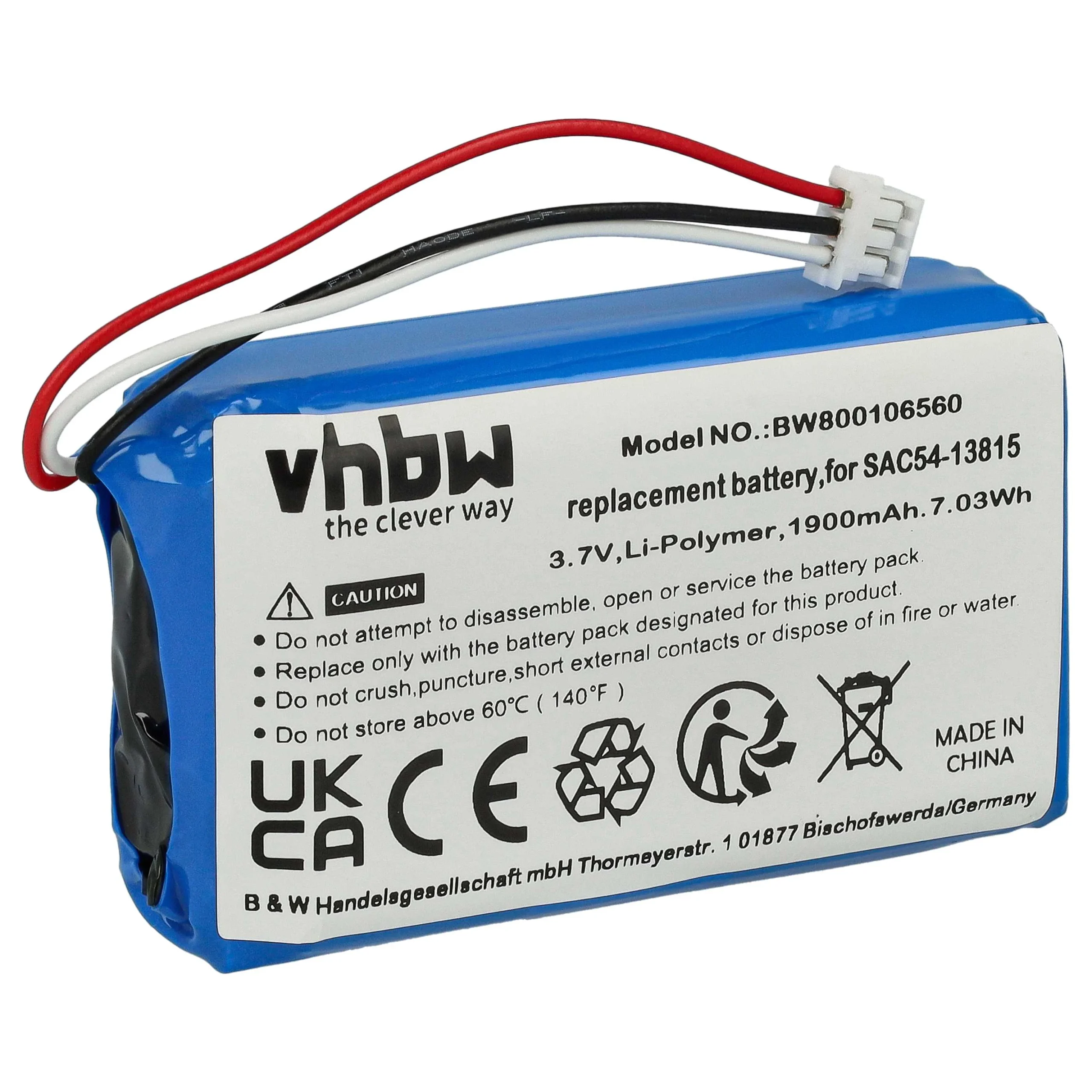 Batterie remplace SAC54-13815 collier de dressage de chien SportDog - 1900mAh 3,7V Li-polymère