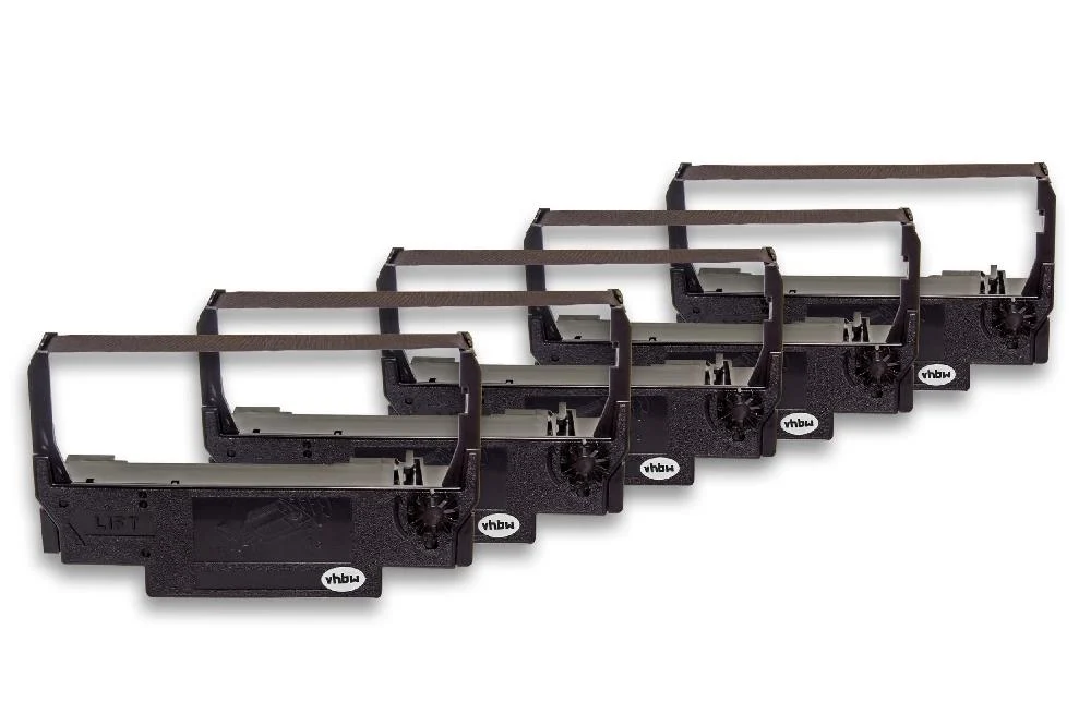 5x Ruban encreur remplace Epson C43S015451, ERC-30, 655N pour imprimante matricielle / étiquette - noir