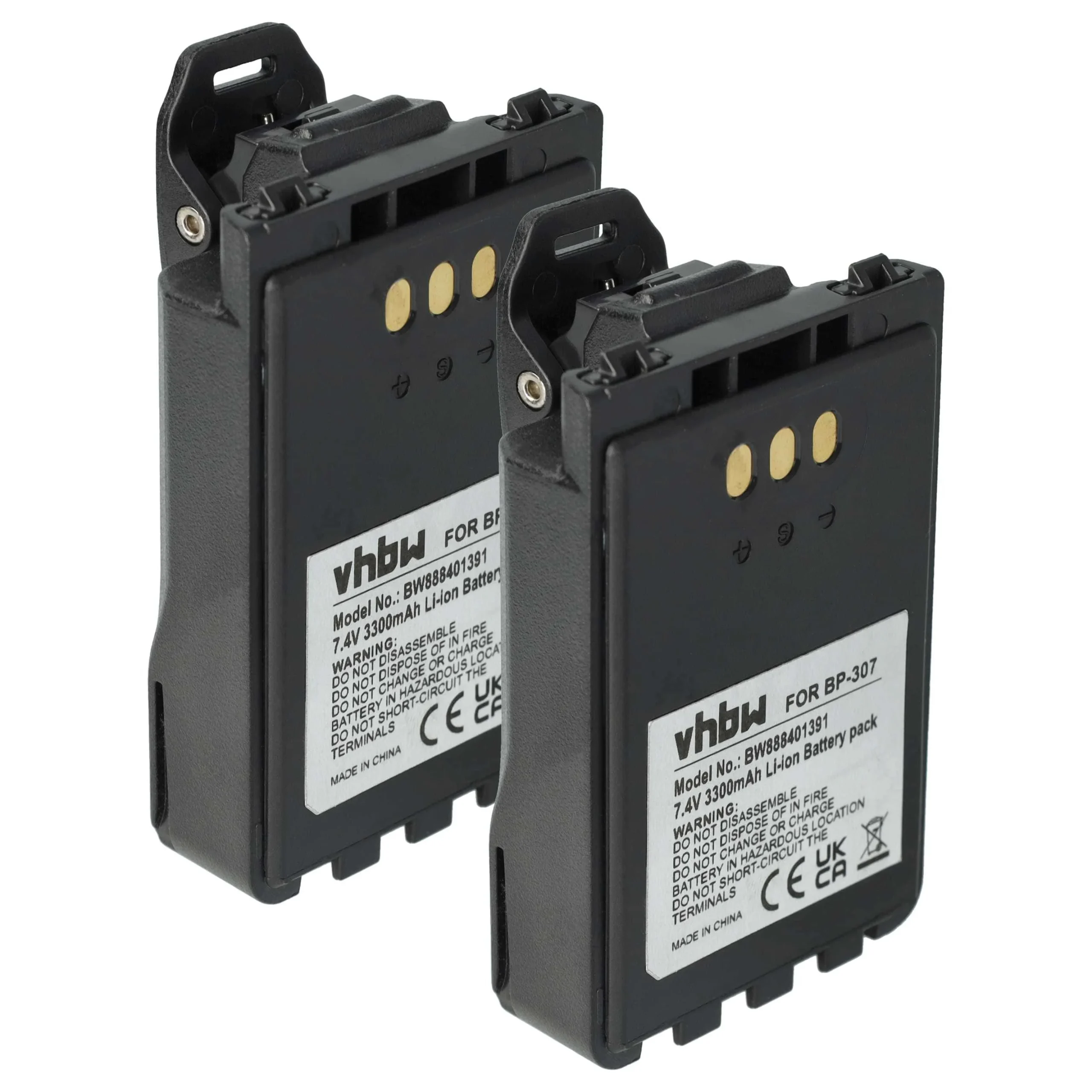 2x Batteries remplace Icom BP-307 pour radio talkie-walkie Icom- 3300mAh 7,4V Li-ion