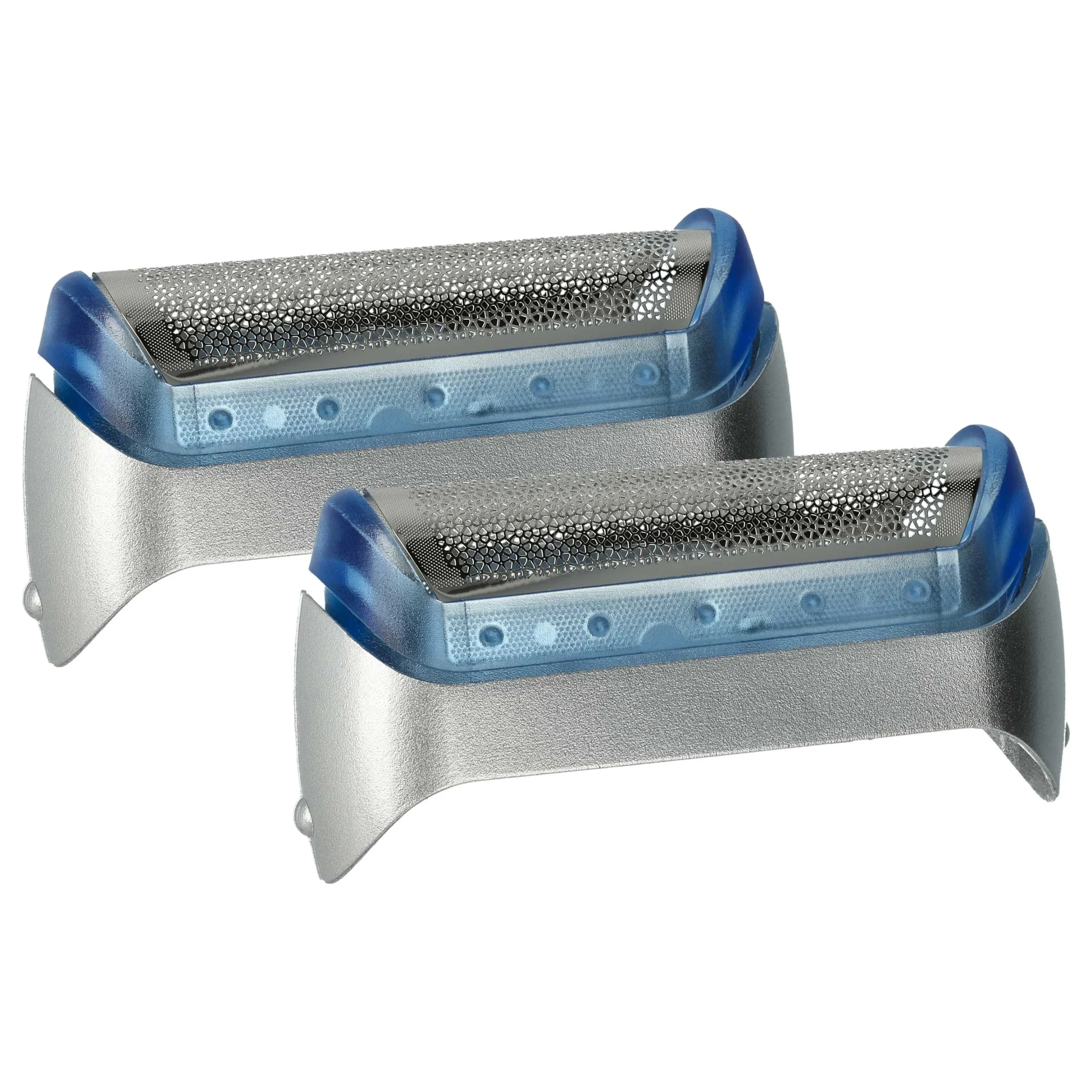 2x Grilles remplace Braun 20S pour rasoir Braun - avec cadre de tête, argenté/bleu