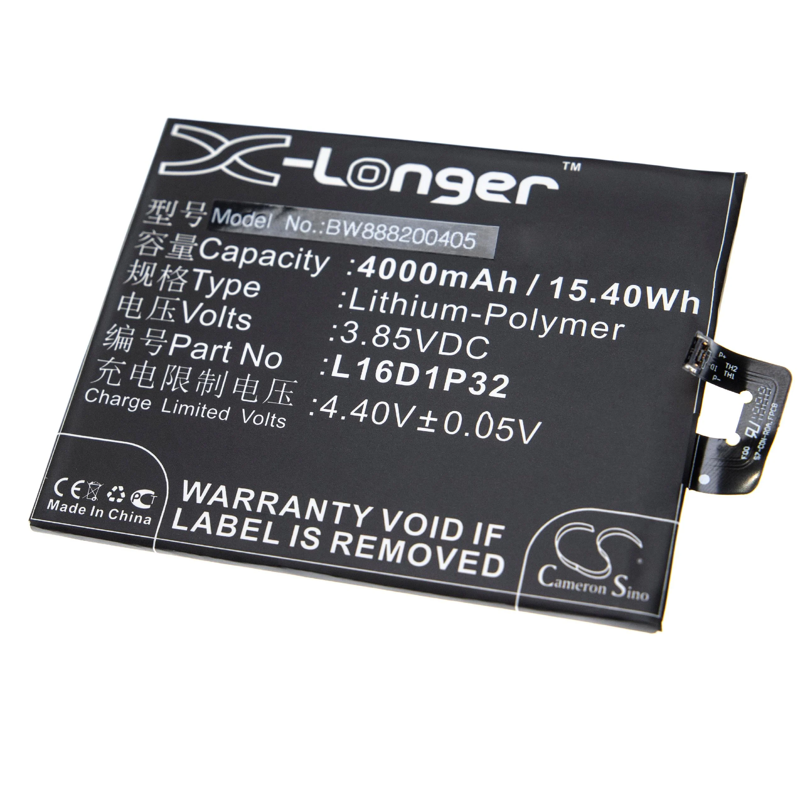 Batterie remplace Lenovo L16D1P32 téléphone portable Lenovo - 4000mAh 3,85V Li-polymère