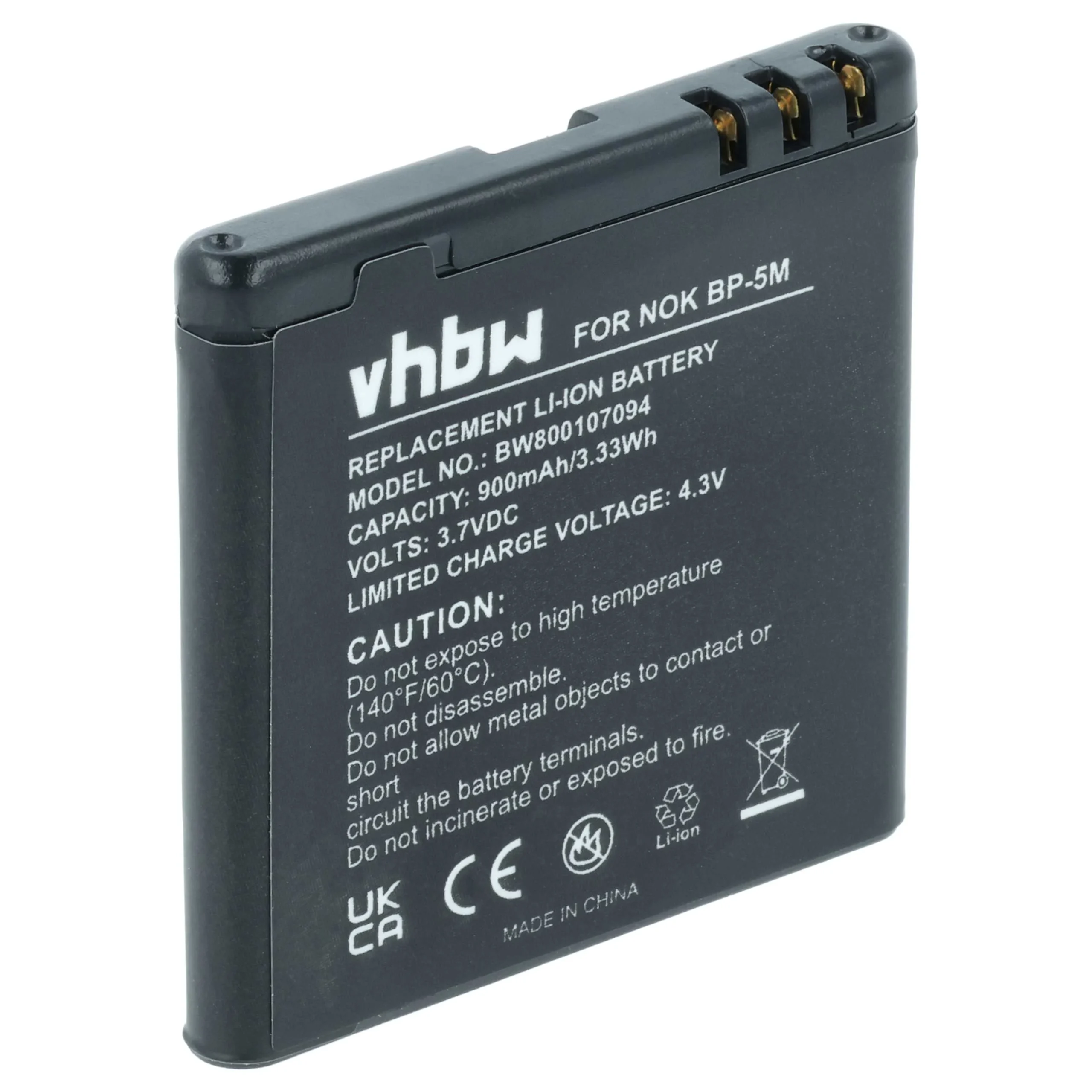 Batterie remplace Nokia BP-5M téléphone portable Golf - 900mAh 3,7V Li-ion