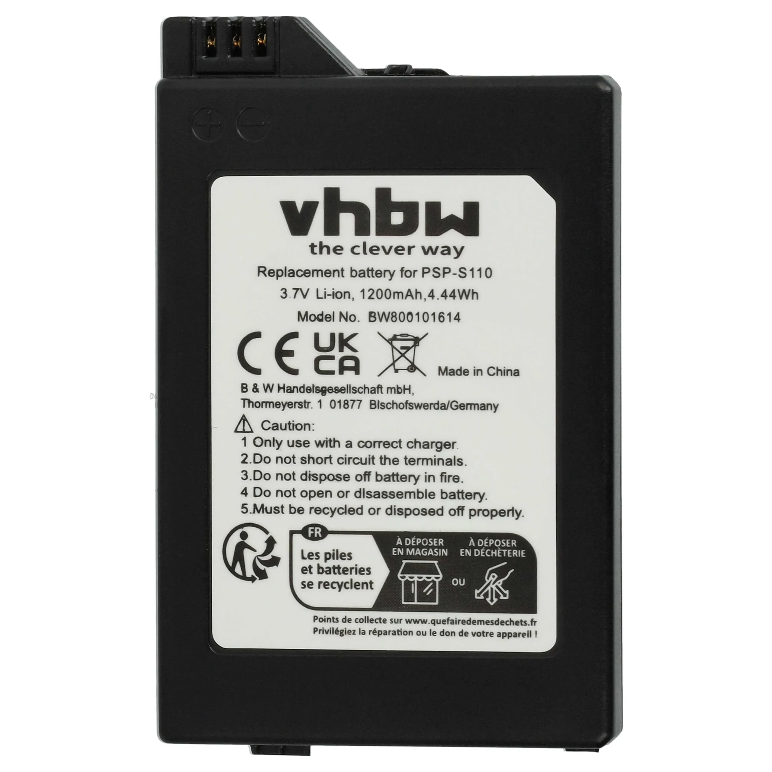 Batterie remplace Sony PSP-S110 console de jeux - 1200mAh 3,7V Li-ion
