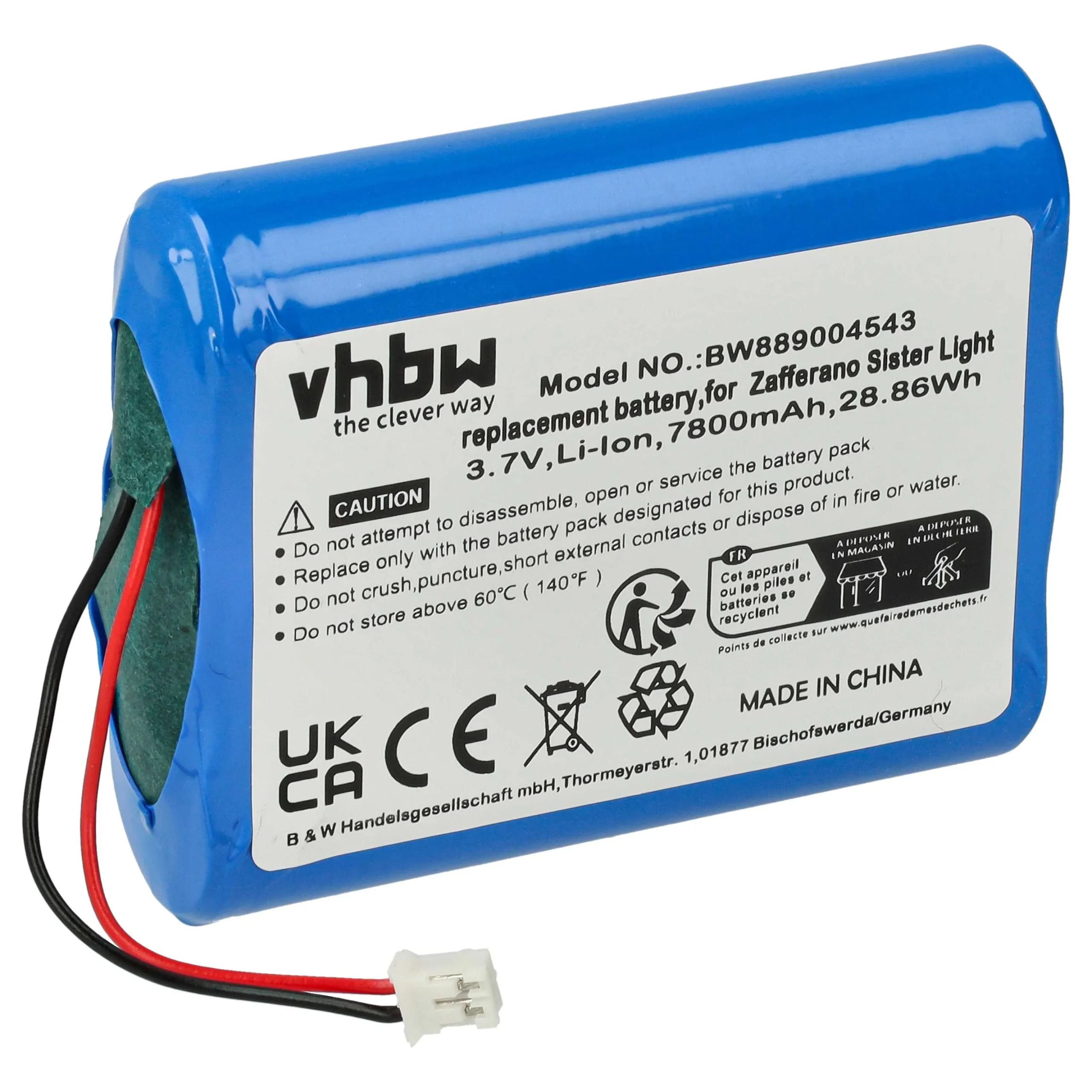 Batterie remplace Zafferano BAT04705506701900, 8056300198024 Zafferano - 7800mAh 3,7V Li-ion