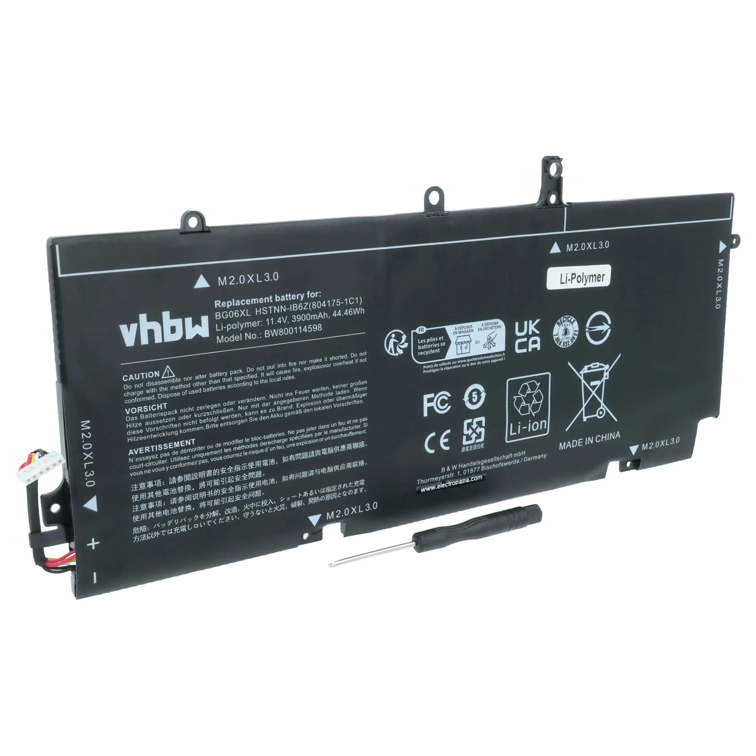 Batterie remplace HP 804175-1C1, 804175-1B1 pour ordinateur portable HP- 3900mAh 11,4V Li-polymère, noir