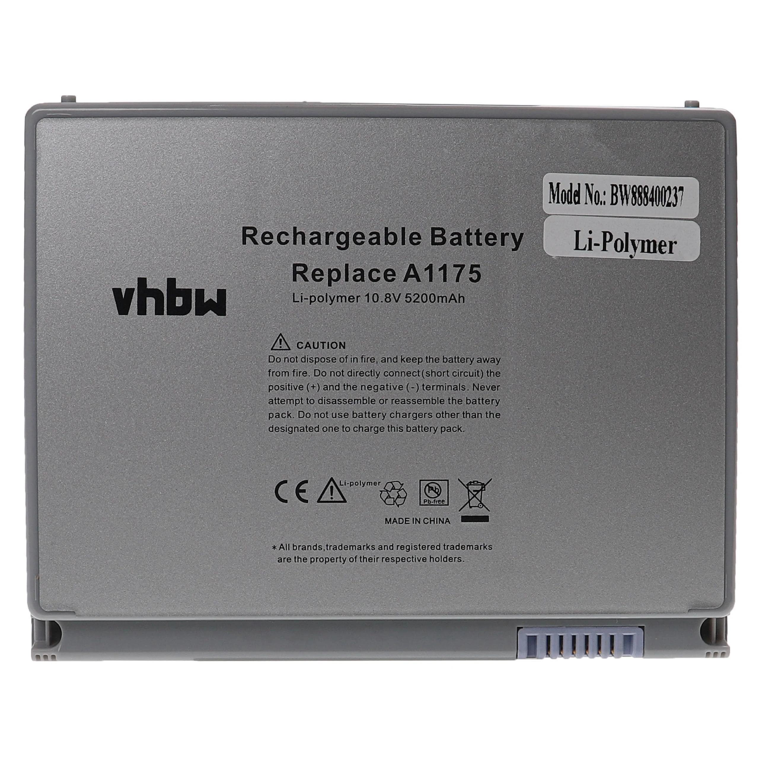 Batterie remplace Apple A1148, A1175, A1150, A1121 pour ordinateur portable Apple- 5200mAh 10,8V Li-polymère