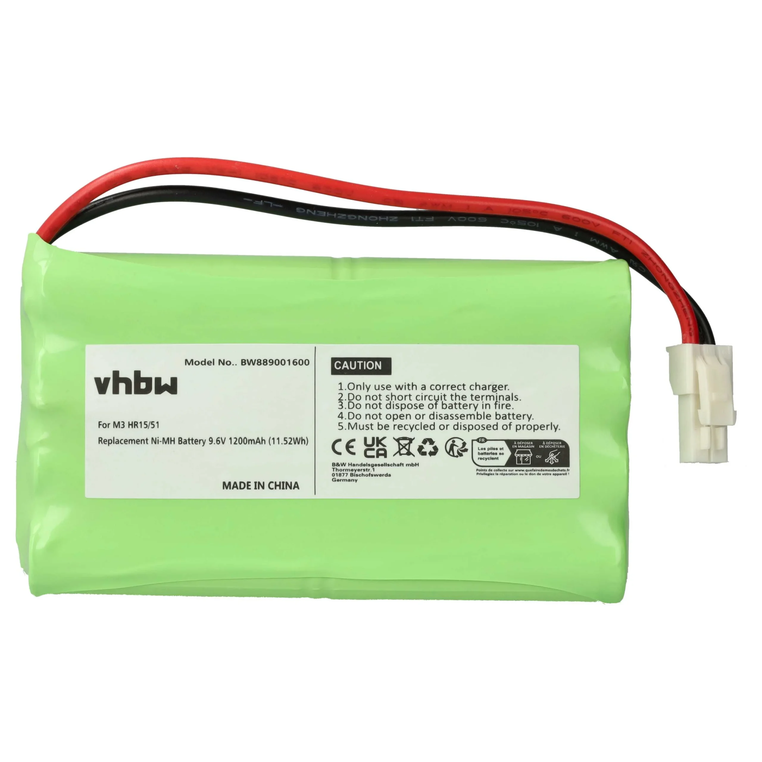 Batterie remplace Polargos S1512 pour motorisation de porte, portail Somfy - 1200mAh 9,6V NiMH