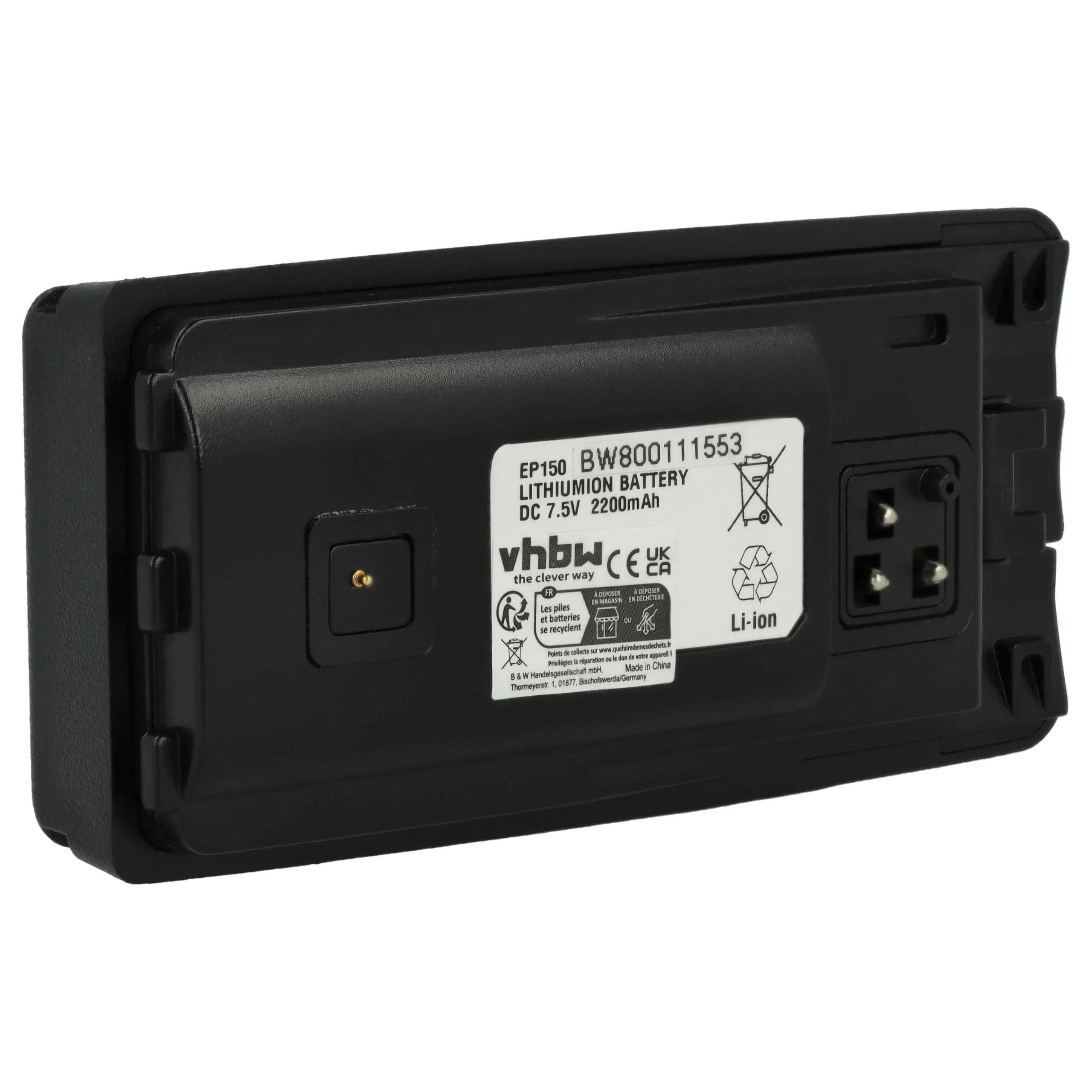 Batterie remplace Motorola PMNN6035, 6080384X65 pour radio talkie-walkie Motorola- 2200mAh 7,5V Li-ion