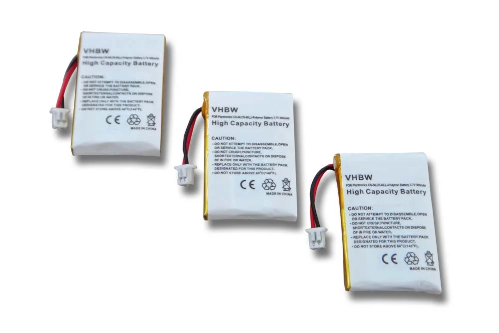 Batterie (3 pcs.) remplace Plantronics 202599-03, 64327-01 casque audio Plantronics - 300mAh 3,7V Li-polymère