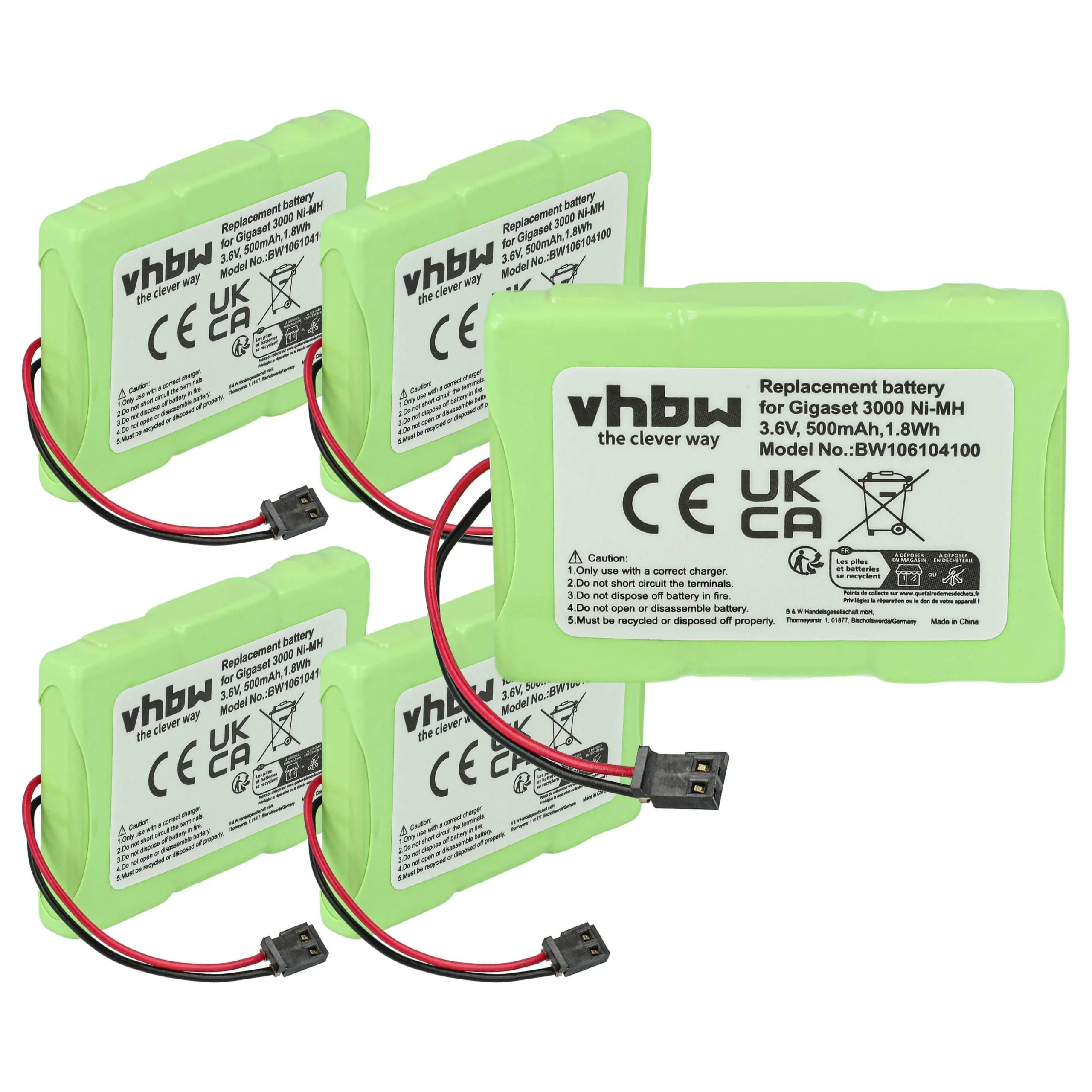 5x Batteries remplace Siemens T347, T325, NS3109, GPF6M3BMX, 3QNF3550 pour téléphone BTI - 500mAh 3,6V NiMH