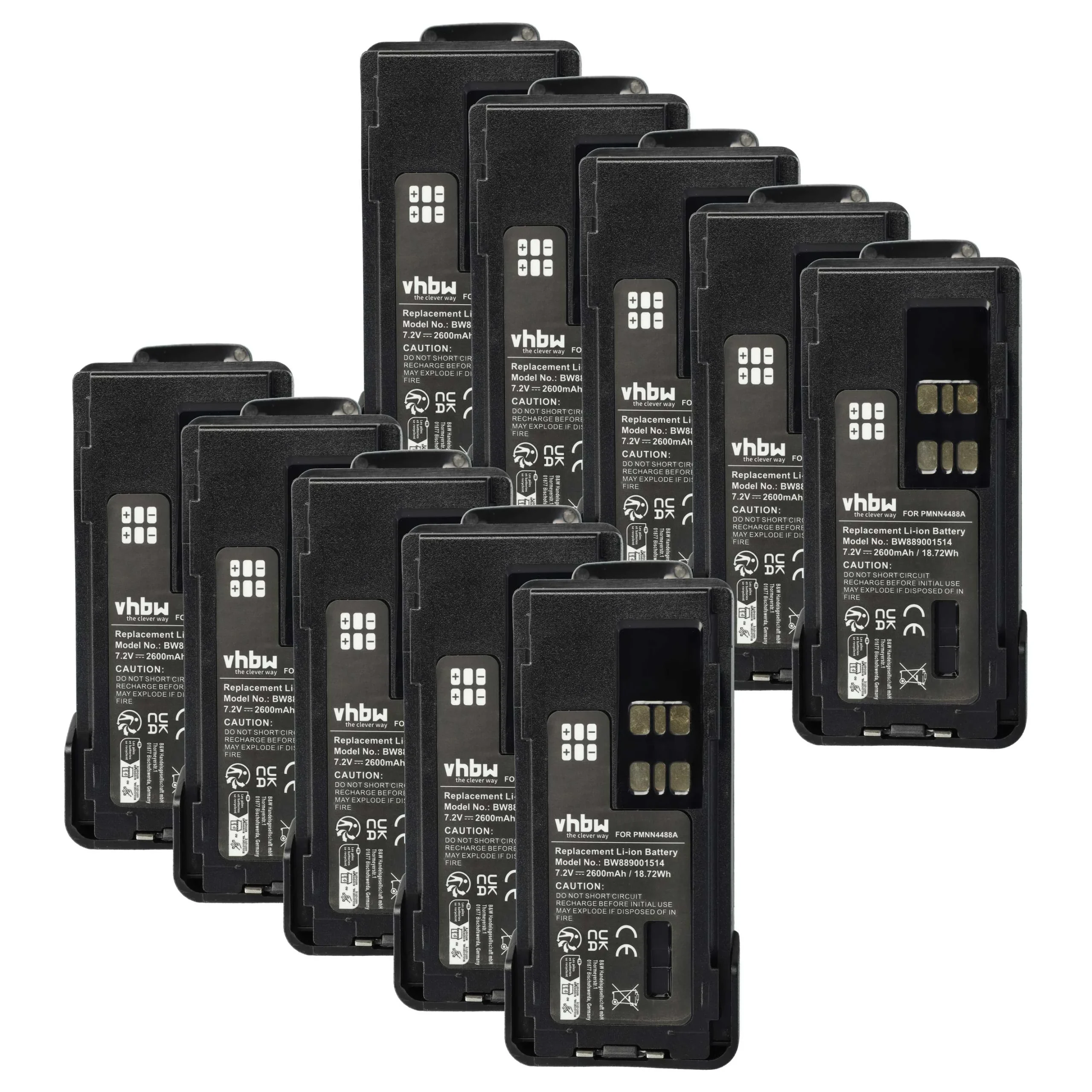 10x Batteries remplace Motorola PMNN4415, PMNN441 pour radio talkie-walkie Motorola- 2600mAh 7,4V Li-ion