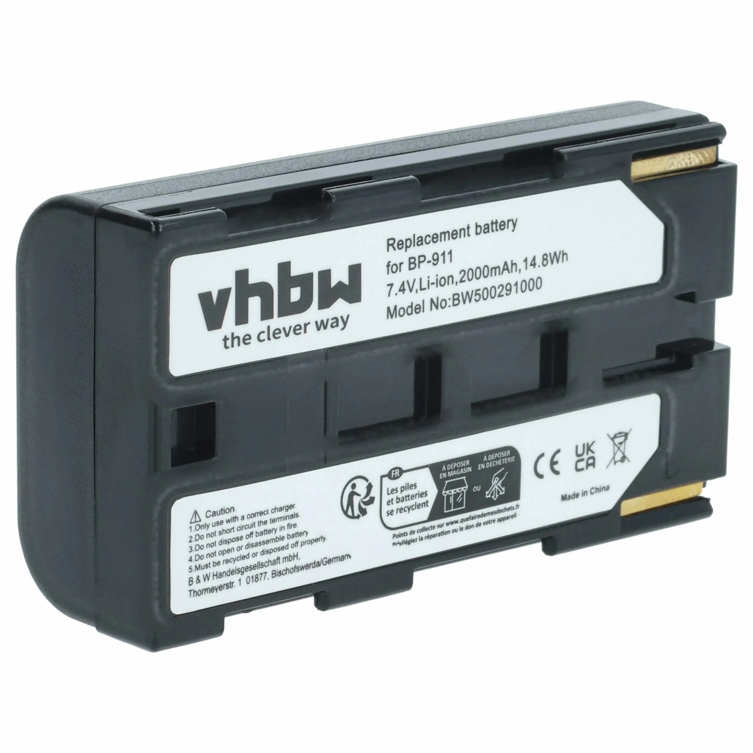 Batterie remplace Canon BP-927, BP-915, BP-924, BP-911, BP-914 pour caméscope Phase One- 1300mAh 7,2V Li-ion