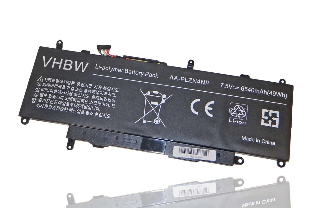 Batterie remplace Samsung AA-PLZN4NP pour ordinateur portable Samsung- 6540mAh 7,5V Li-polymère, noir