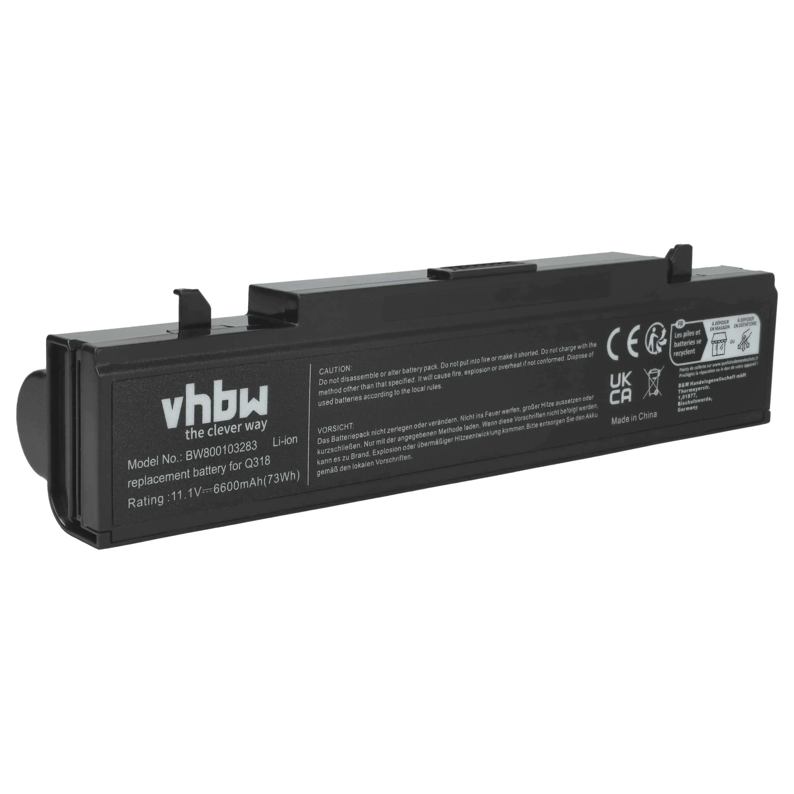 Batterie remplace Samsung AA-PB9MC6B, AA-PB9MC6S pour ordinateur portable Samsung- 6600mAh 11,1V Li-ion, noir