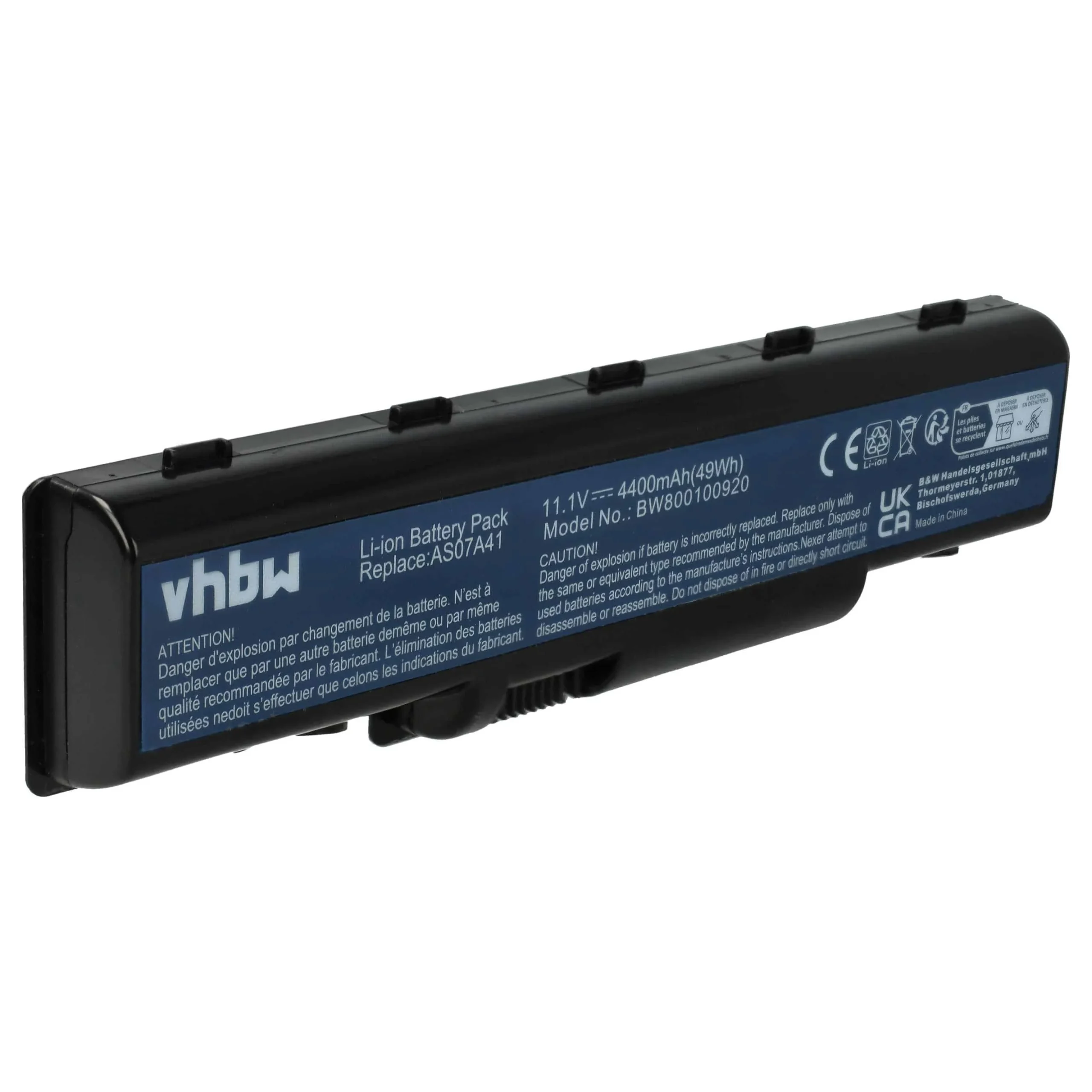 Batterie remplace Acer AS07A42, AS07A41, AS07A32, AS07A31 pour ordinateur portable Acer- 4400mAh 11,1V Li-ion