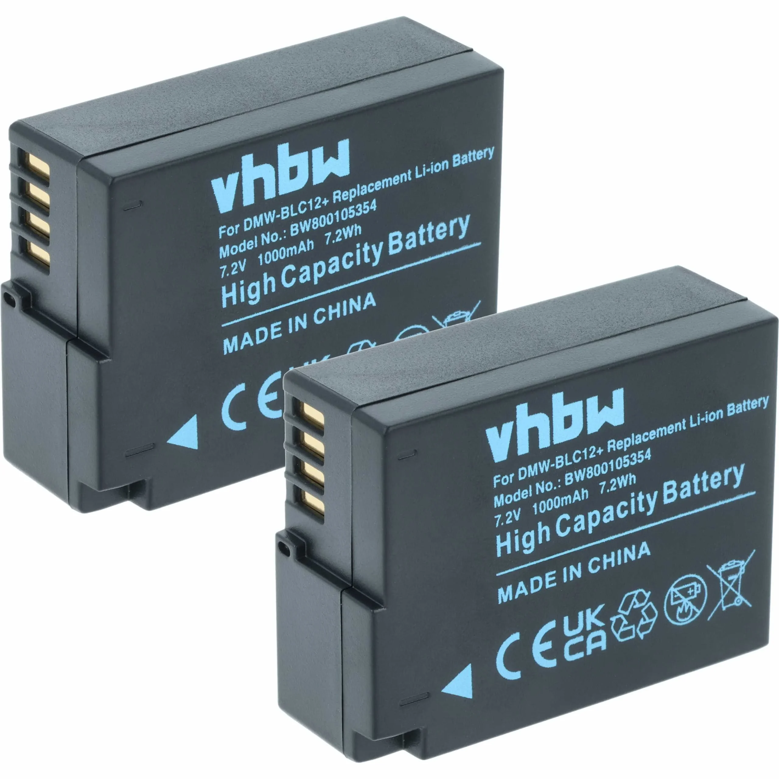 2x Batteries remplace Leica BP-DC12 pour appareil photo Leica- 1000mAh 7,2V Li-ion