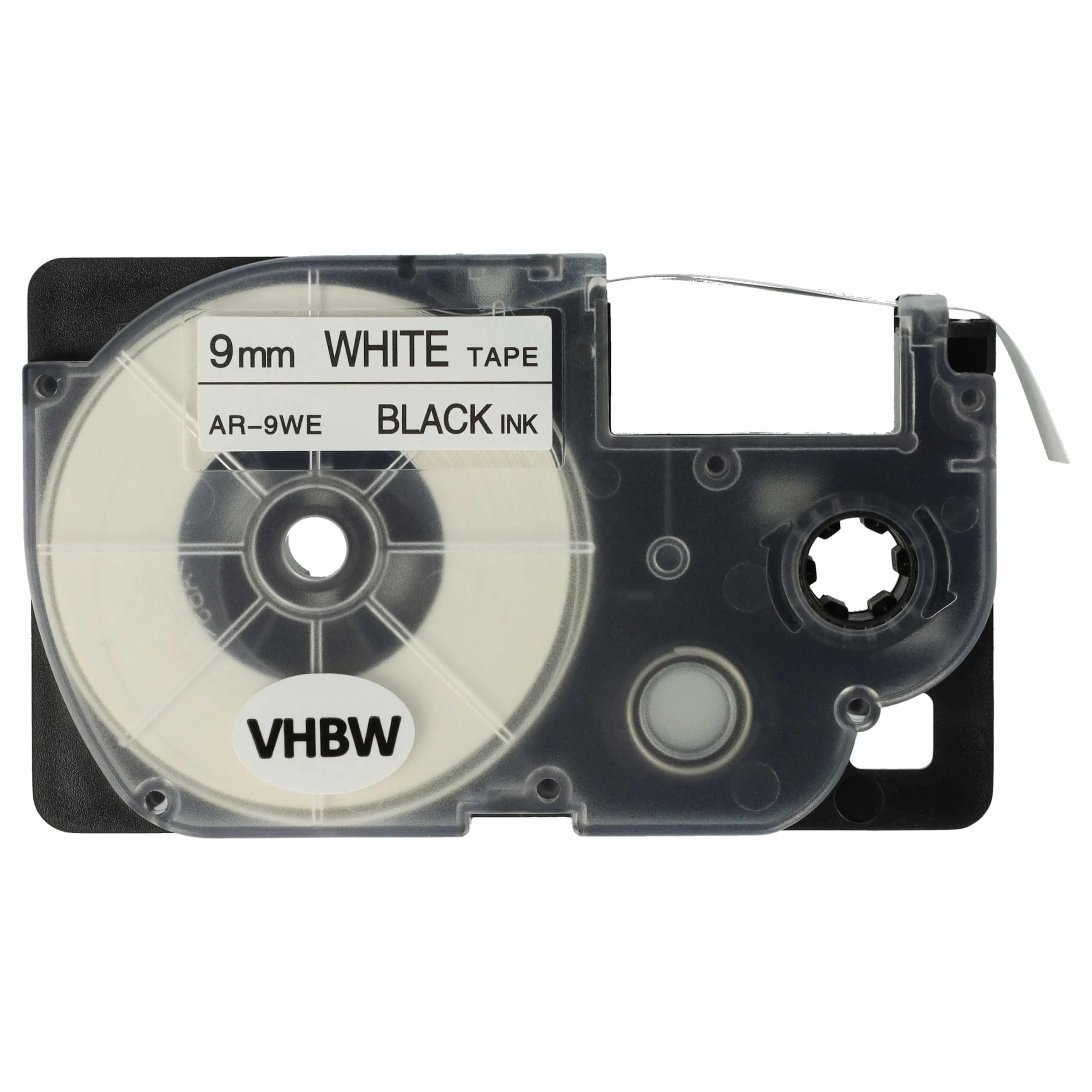 Cassette à ruban remplace Casio XR-9WE1, XR-9WE - 9mm lettrage Noir ruban Blanc, plastique