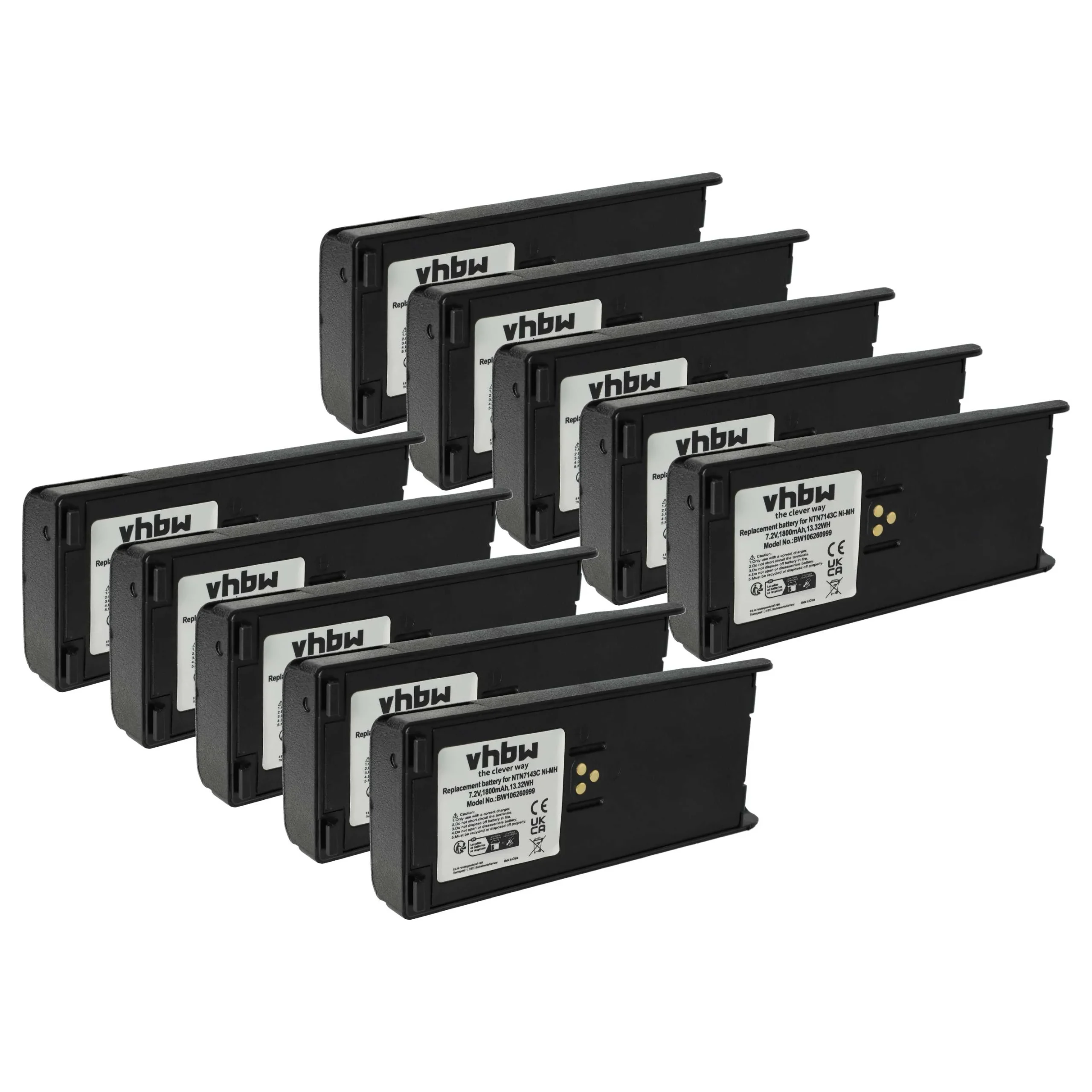 10x Batteries remplace Motorola NTN7143A, NTN7143 pour radio talkie-walkie Motorola- 1800mAh 7,5V NiMH