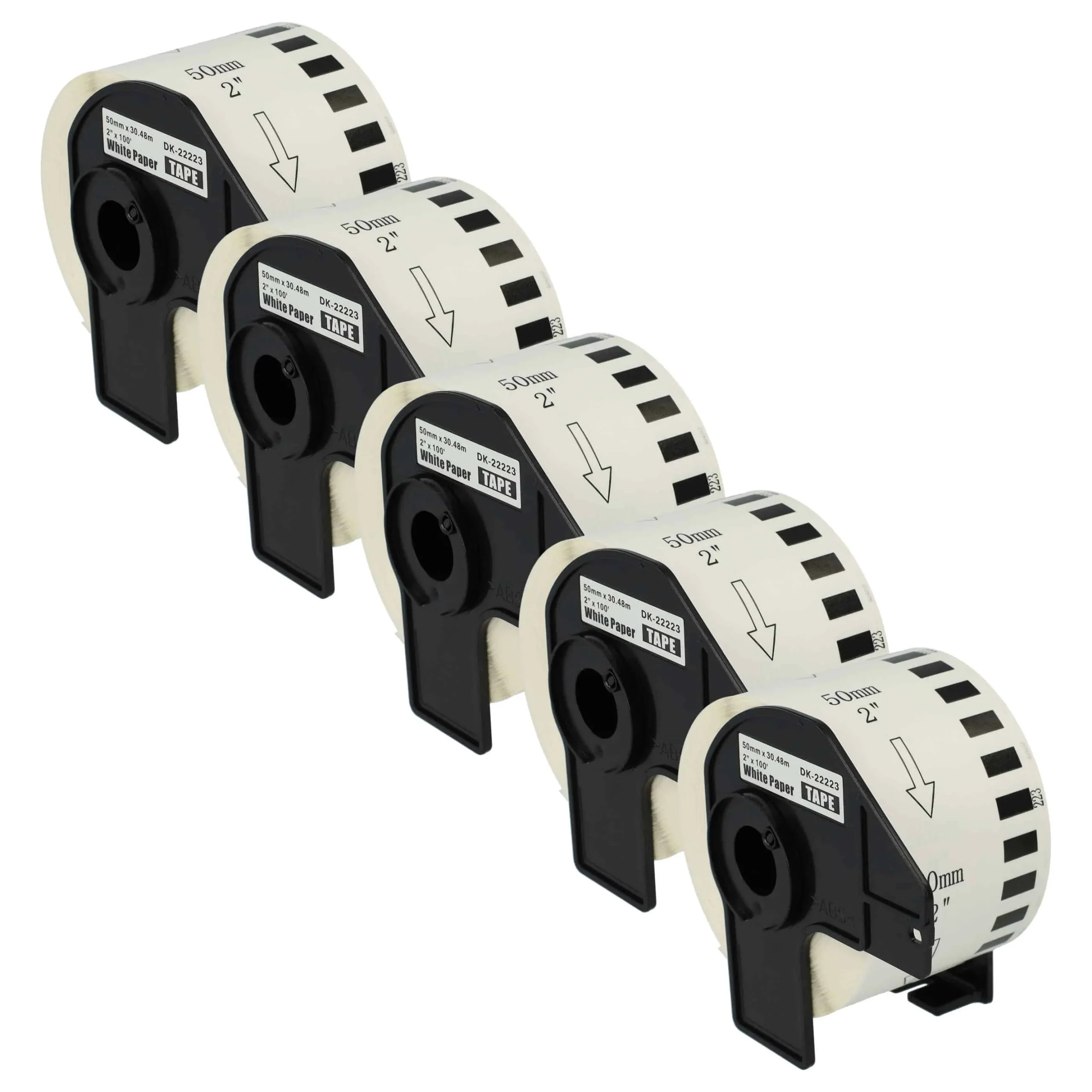 5x Étiquette remplacent Brother DK-22223 pour imprimante étiqueteuse - premium 50mm x 30,48m + support
