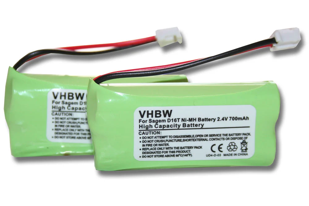 2x Batteries remplace Sagem 2SN-AAA55H-S-JP1 pour téléphone Sagem - 700mAh 2,4V NiMH