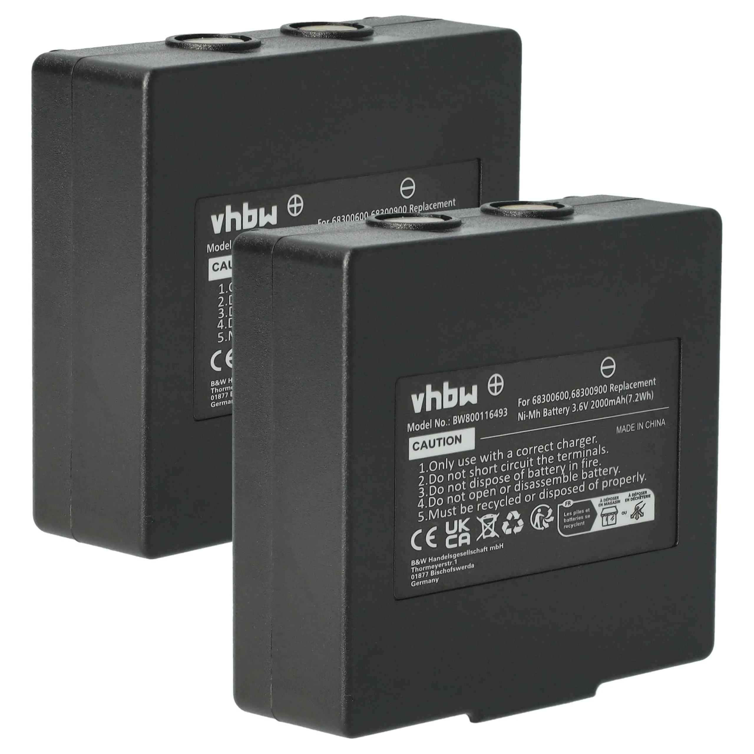 Batterie (2 pièces) remplace Abitron KH68300990, EX2-22 - 2000mAh 3,6V NiMH