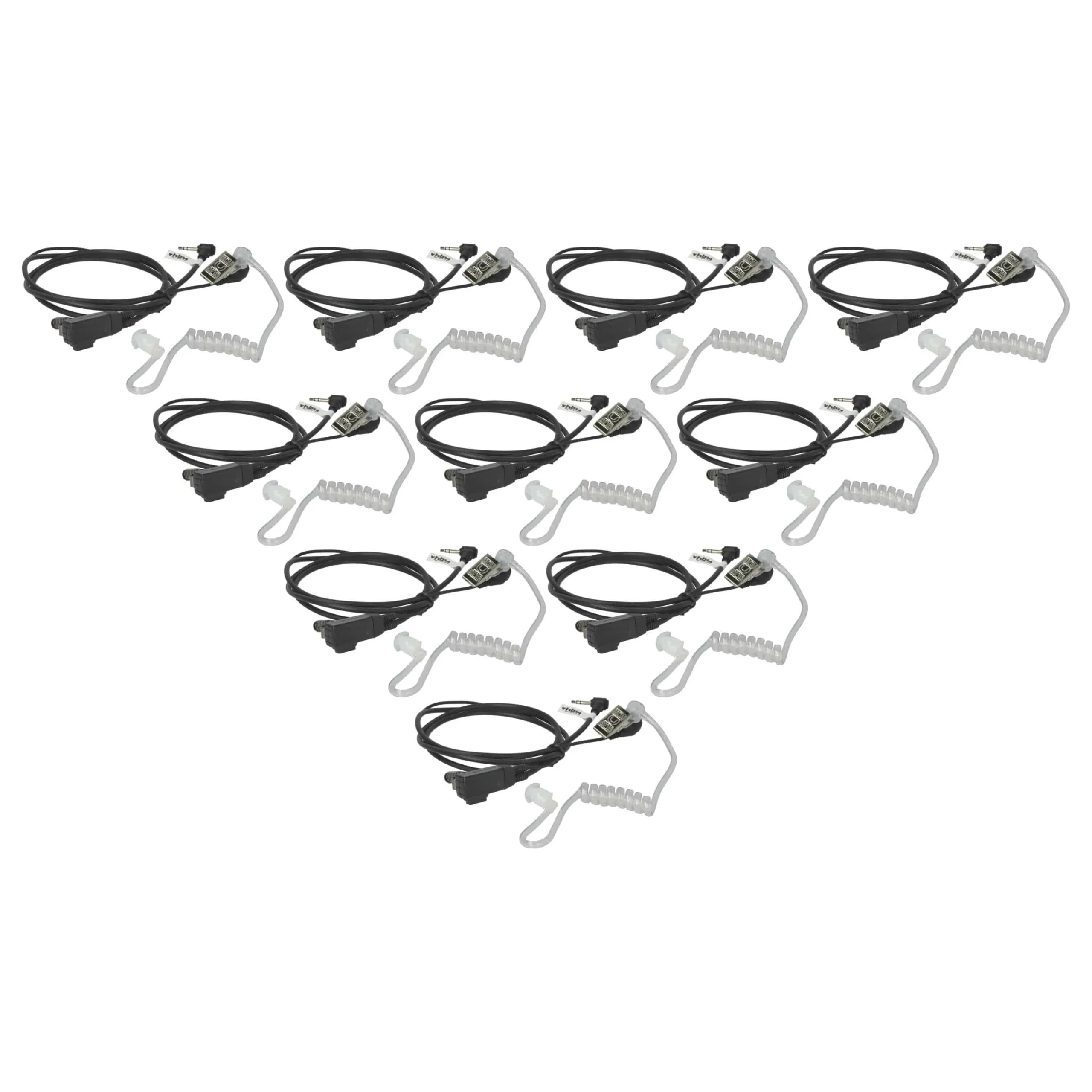 10x Oreillette de talkie-walkie pour Motorola T280 et autres - Avec touche de réponse + support clip, noir