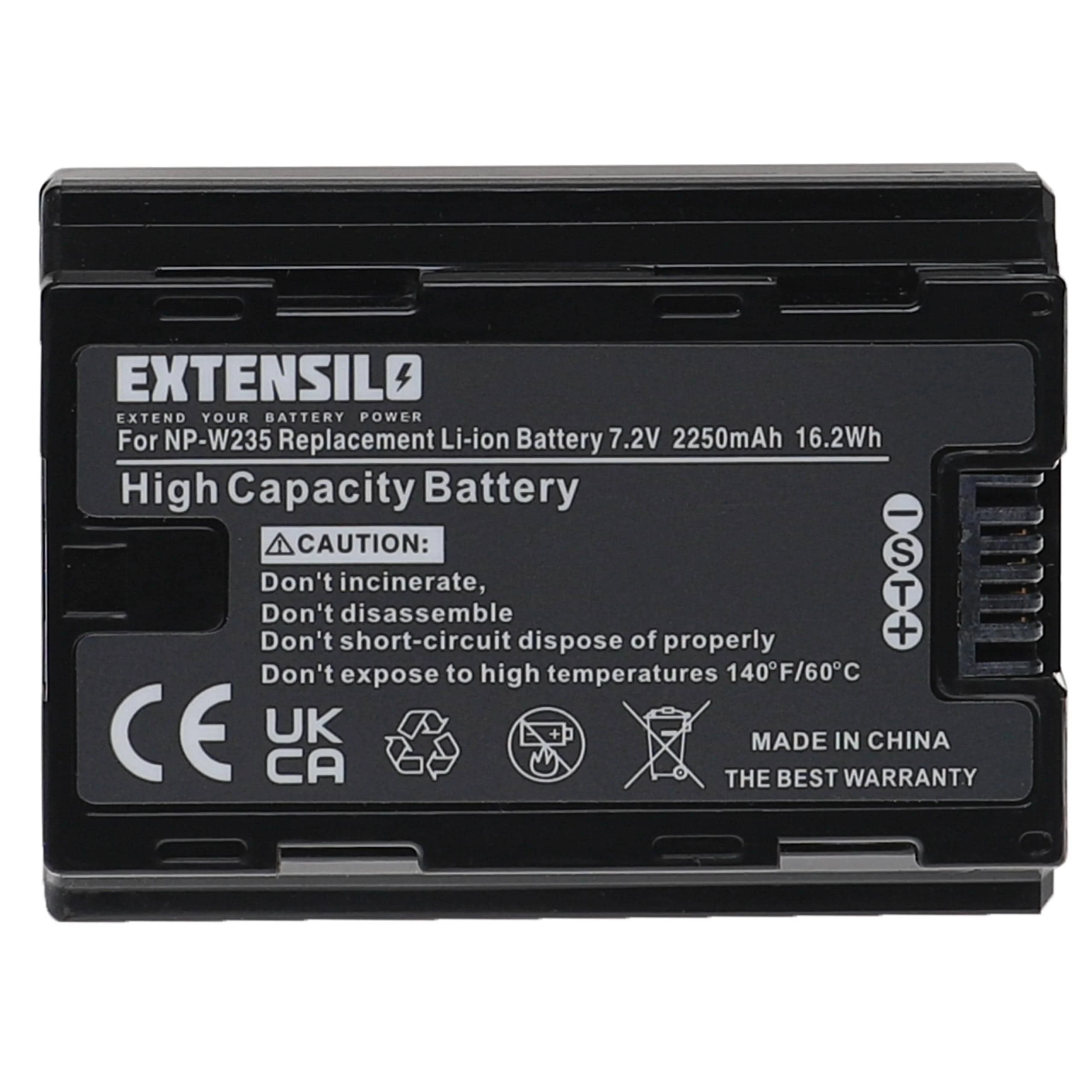 Batterie remplace Fuji Fujifilm NP-W235 pour appareil photo Fuji Fujifilm- 2250mAh 7,2V Li-ion