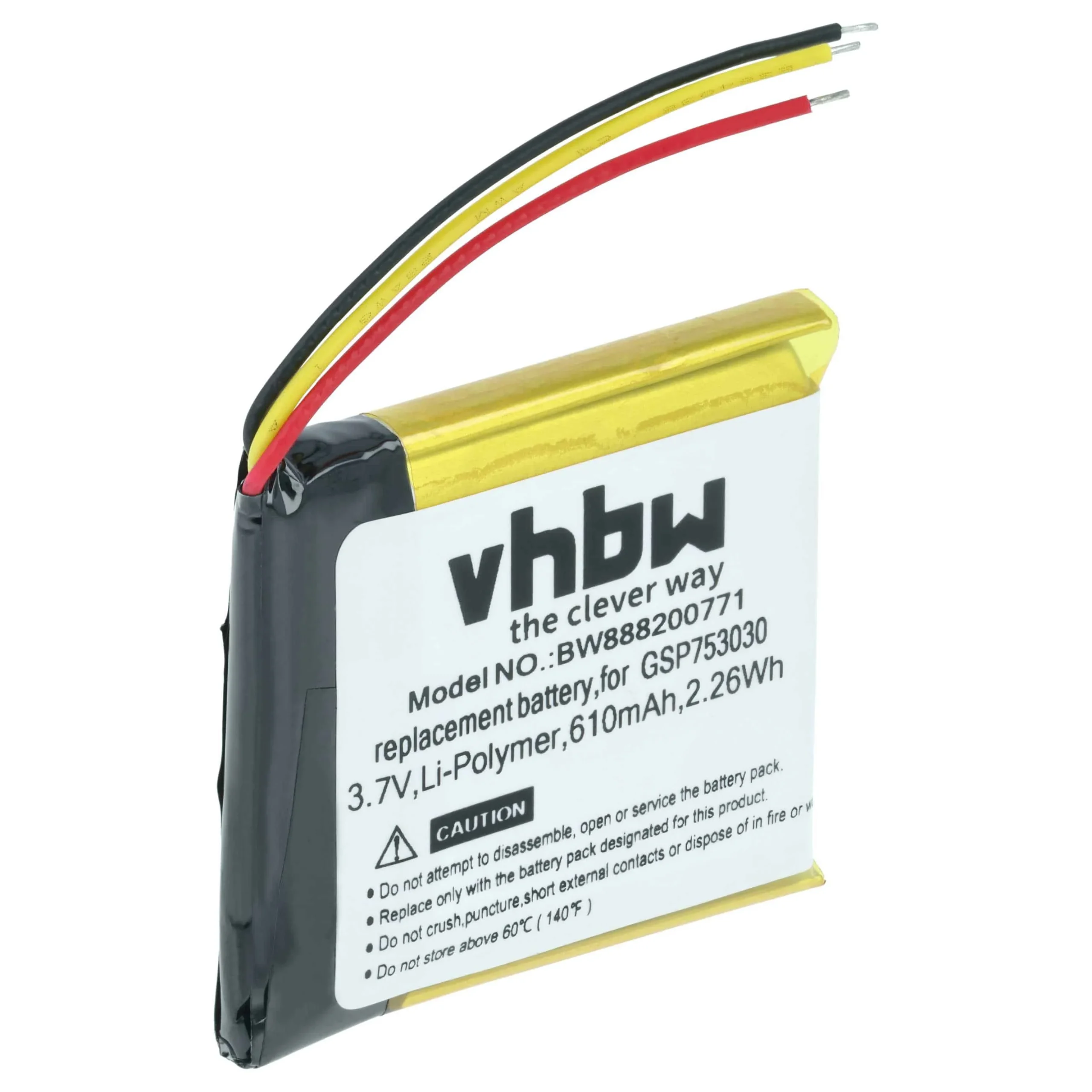 Batterie remplace JBL GSP753030, 633331 casque audio JBL - 610mAh 3,7V Li-polymère