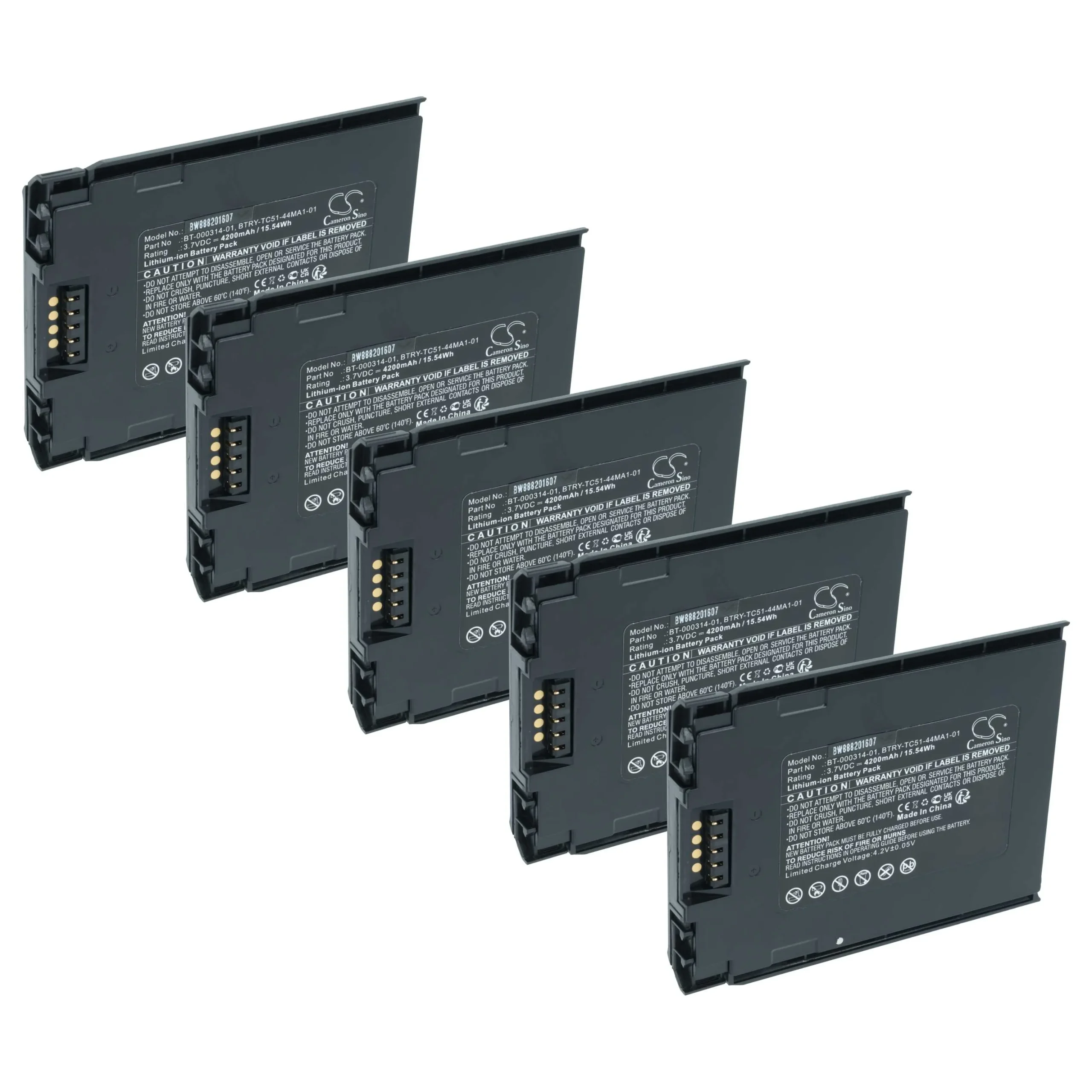 5x Batteries remplace Zebra BT-000314-01, BT-000314A pour ordinateur de poche Zebra - 4200mAh 3,7V Li-ion