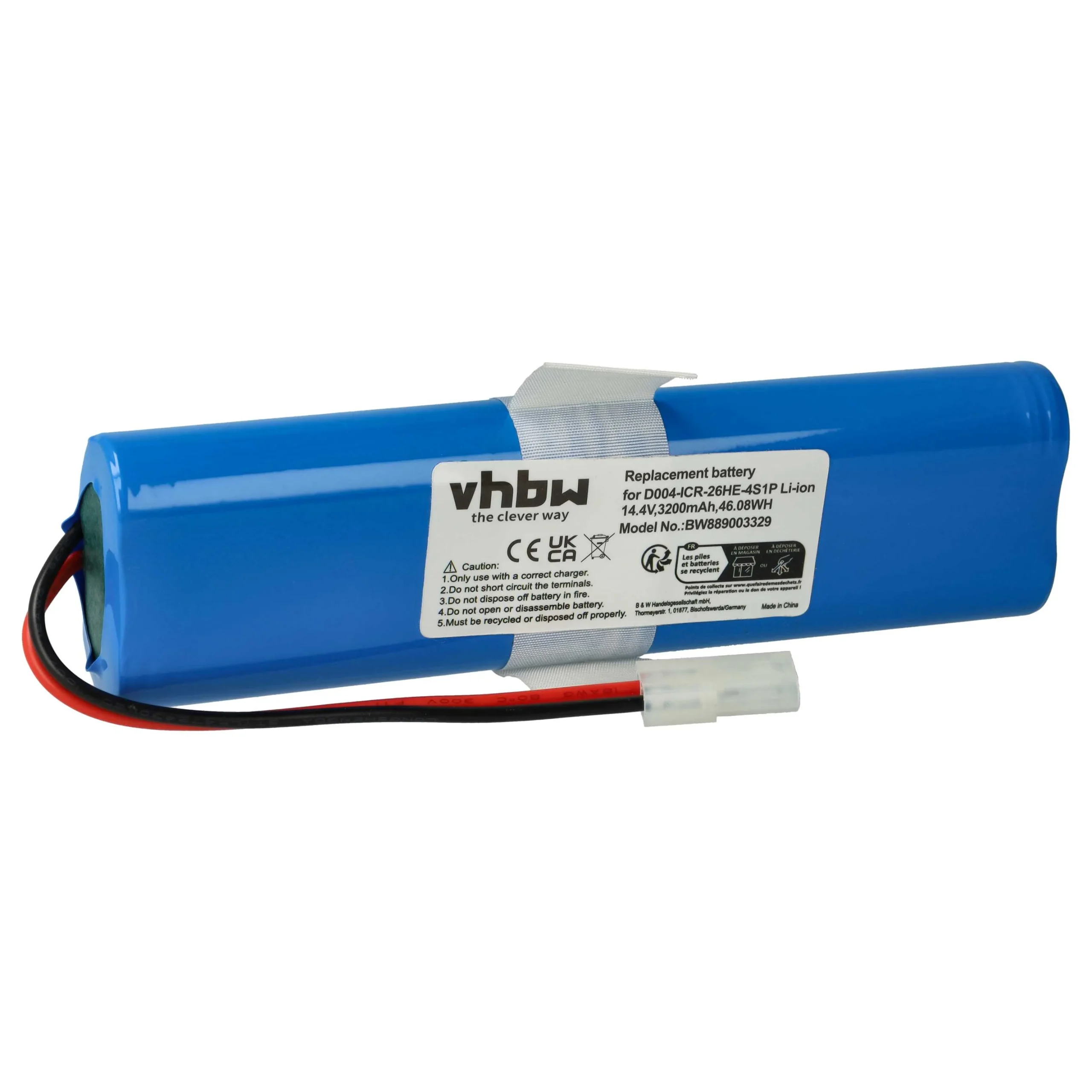 Batterie remplace 360 D004-ICR-26HE-4S1P pour robot aspirateur Moneual - 3200mAh 14,4V Li-ion