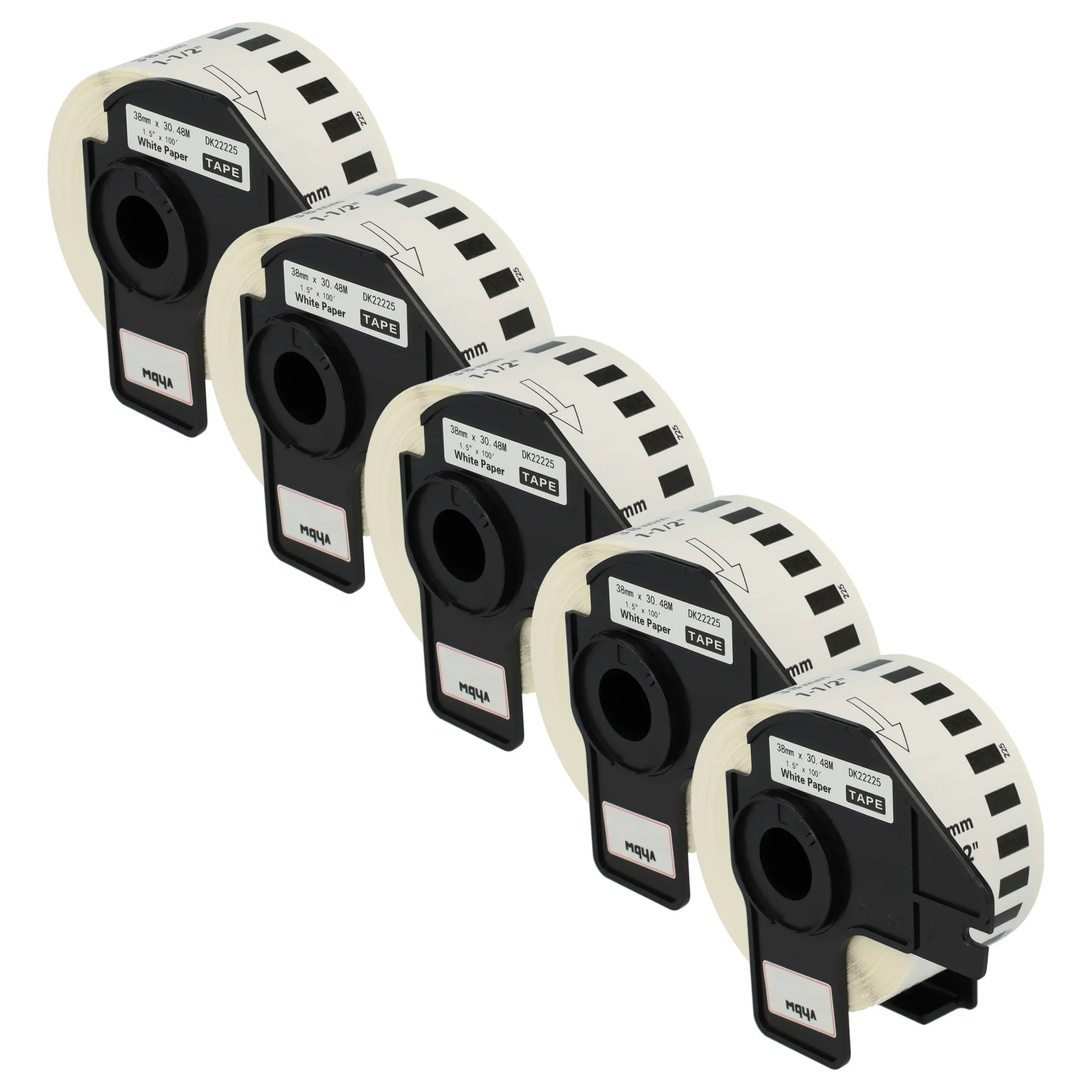 5x Étiquette remplacent Brother DK-22225 pour imprimante étiqueteuse - 38mm x 30,48m + support