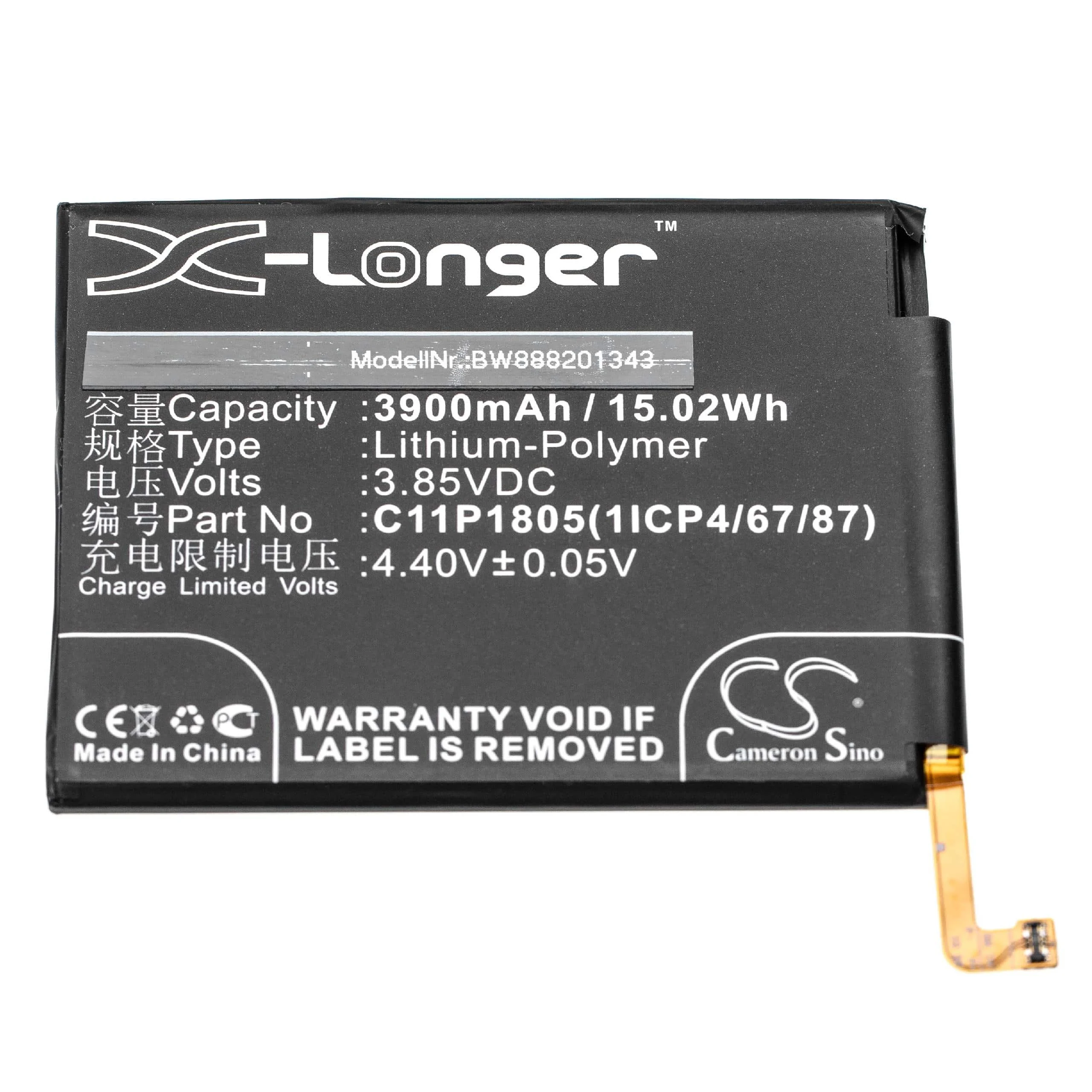 Batterie remplace Asus C11P1805(1ICP4/67/87) téléphone portable Asus - 3900mAh 3,85V Li-polymère