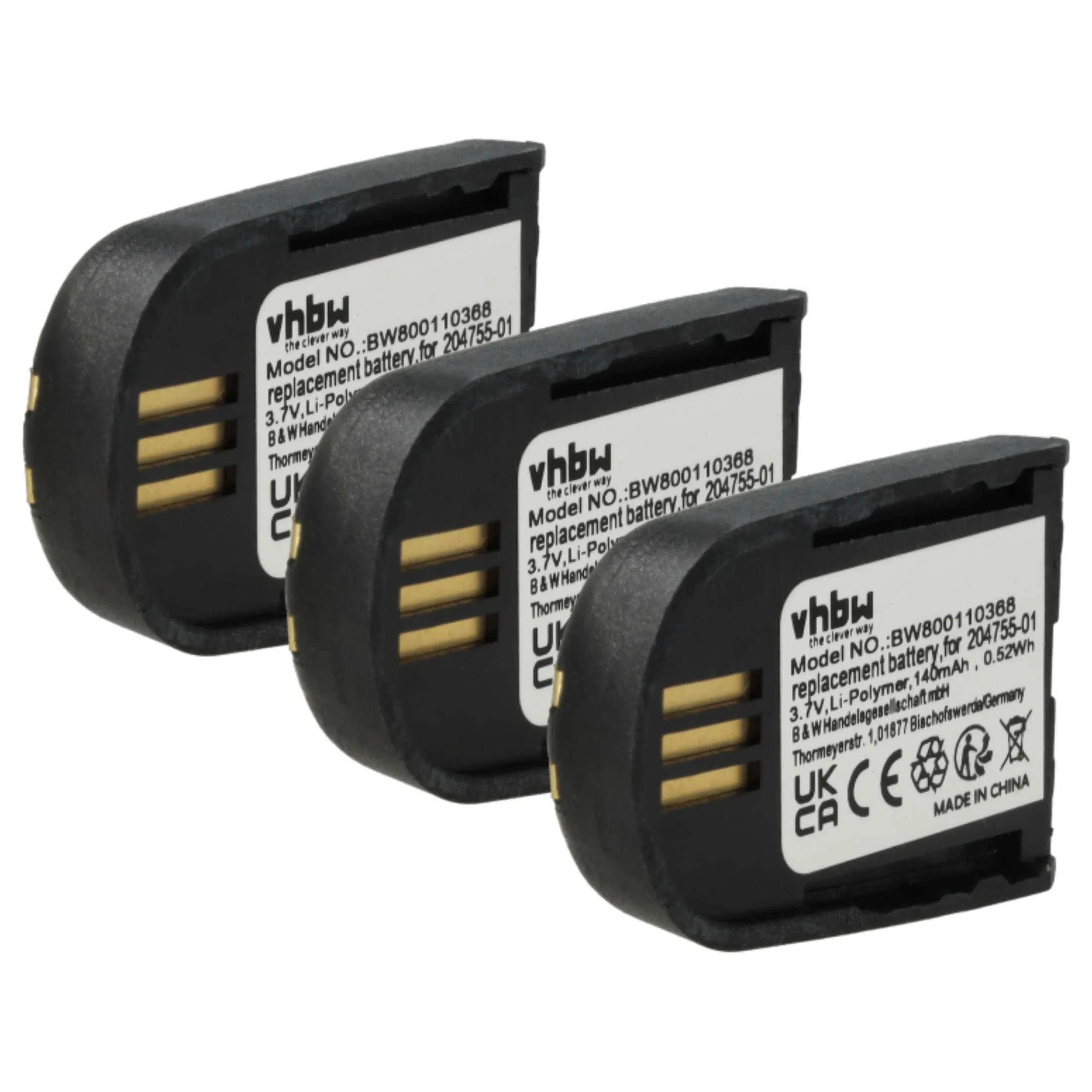Batterie (3 pcs.) remplace Plantronics 204755-01, 82742-01 casque audio Microsoft - 140mAh 3,7V Li-polymère