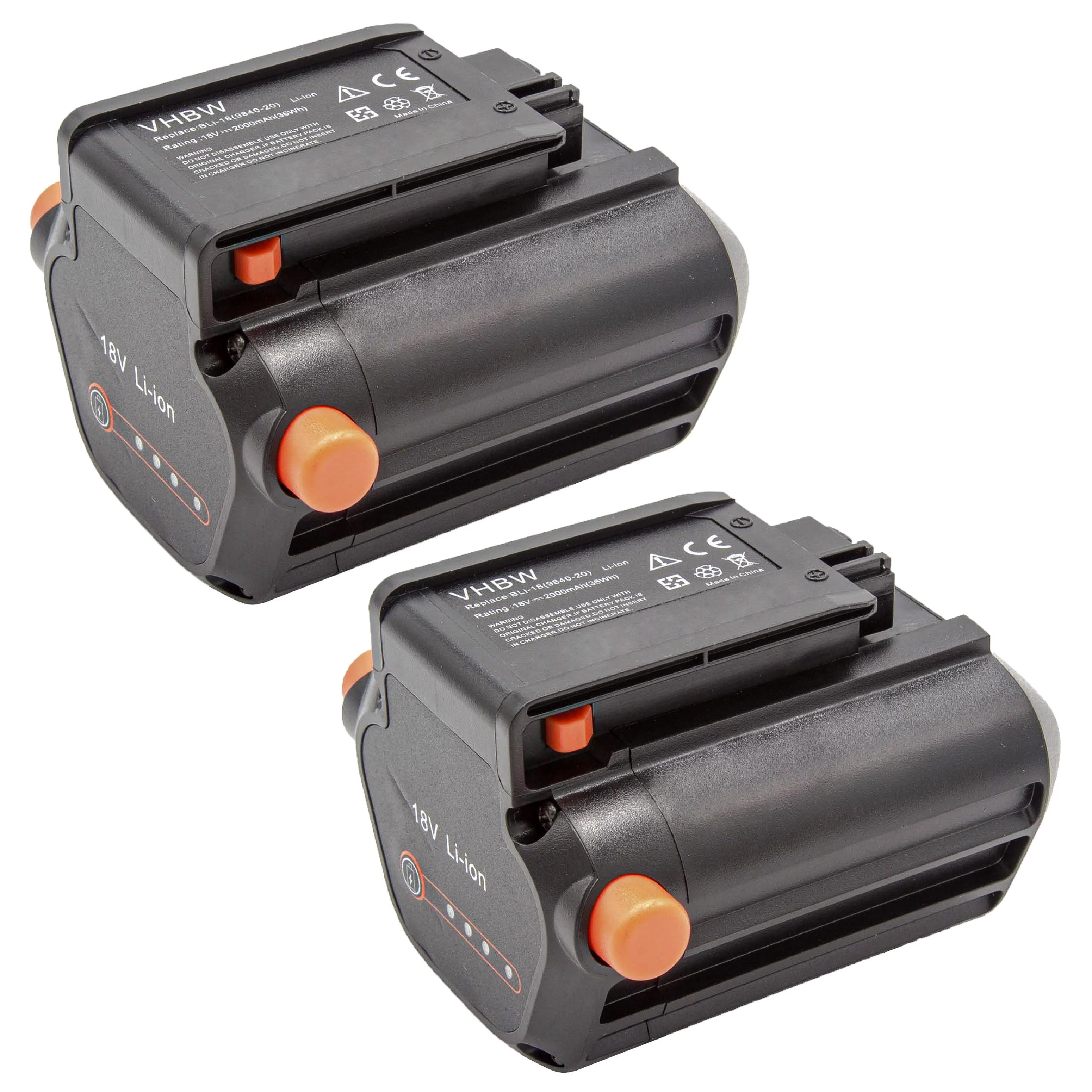 2x Batteries remplace Gardena BLi-18, 9839-20, 9840-20 pour outil de jardinage - 2000mAh 18V Li-ion