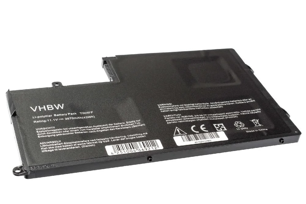 Batterie remplace Dell 1V2F6, DL011307-PRR13G01 pour ordinateur portable Dell- 3870mAh 11,1V Li-ion, noir