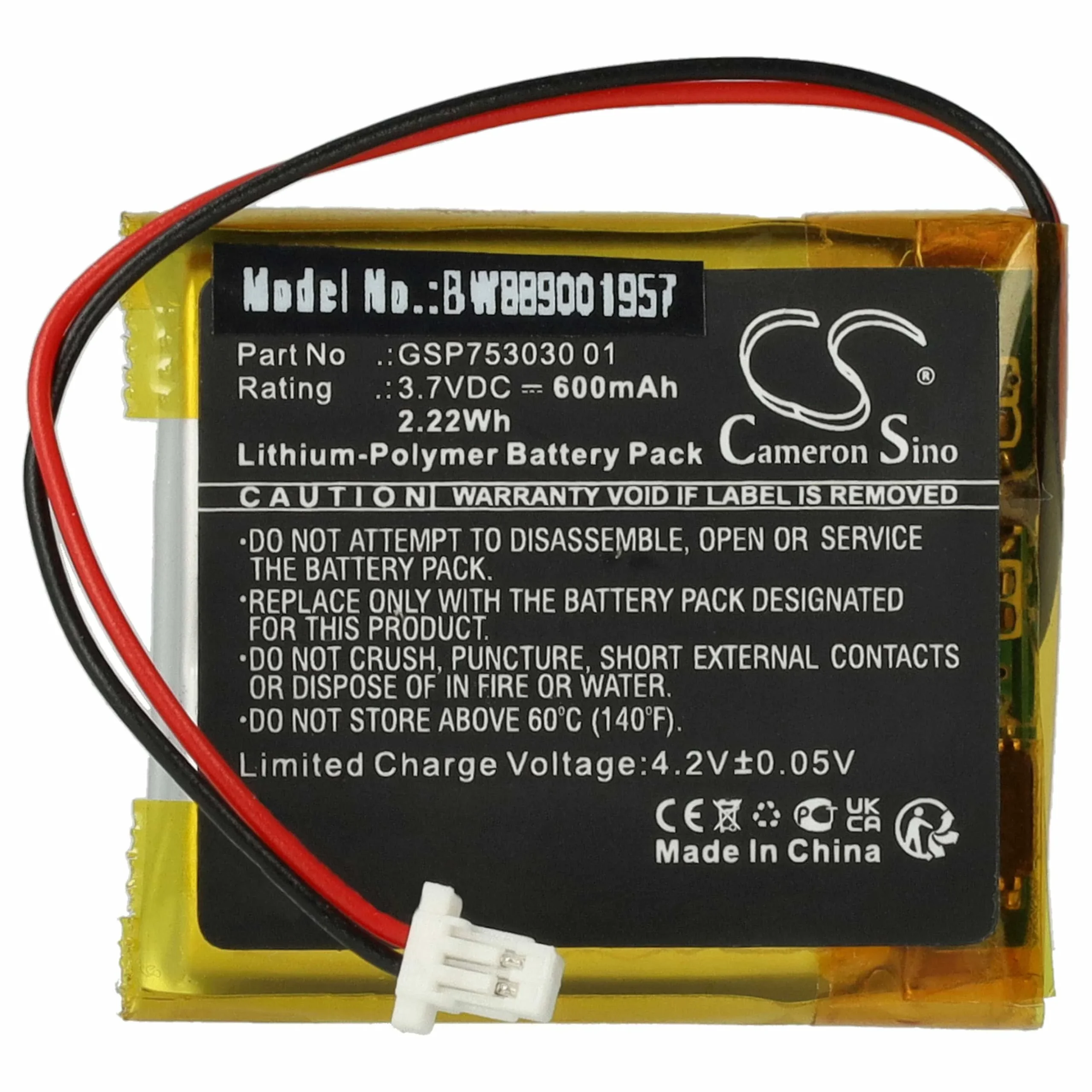 Batterie remplace JBL GSP753030 01 casque audio JBL - 600mAh 3,7V Li-polymère