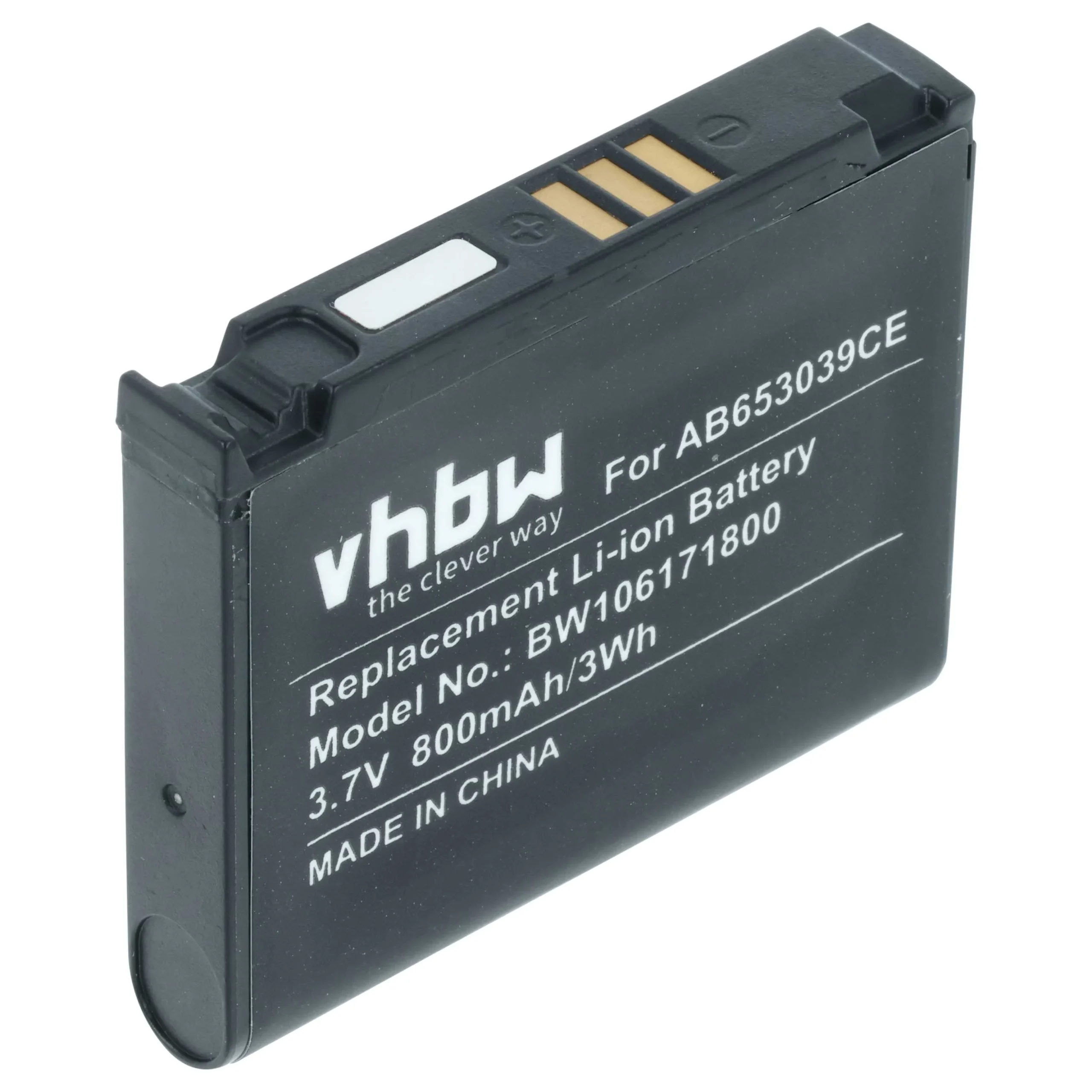 Batterie remplace Samsung AB653039CEC, AB653039CE, AB653039CC téléphone portable Samsung - 800mAh 3,7V Li-ion