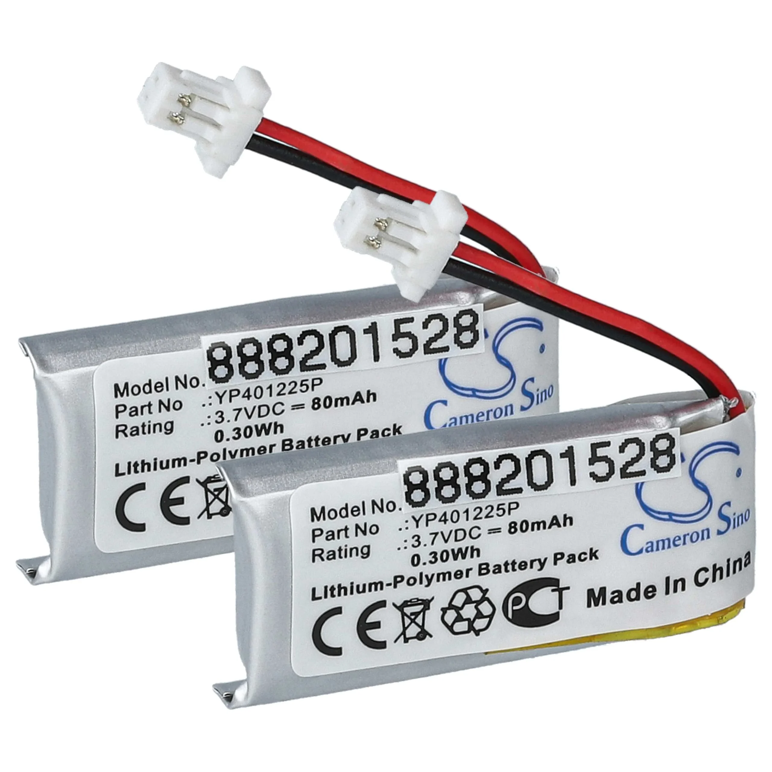Batterie (2 pcs.) remplace Sena YP401225P casque audio Sena - 80mAh 3,7V Li-polymère