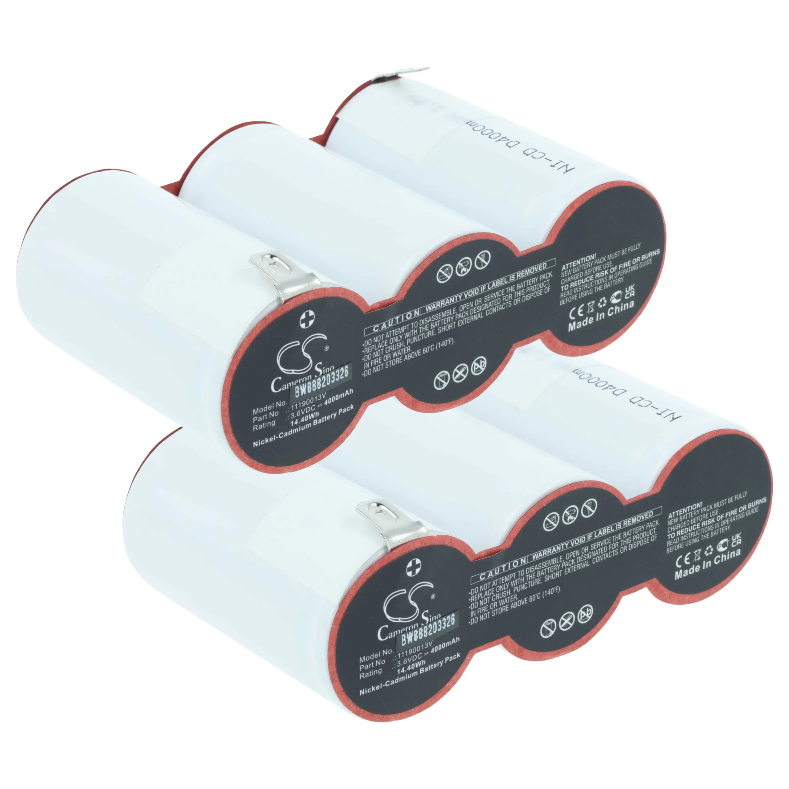 2x Batteries remplace Van Lien 11190013V pour éclairage de secours Van Lien - 4000mAh 3,6V NiCd