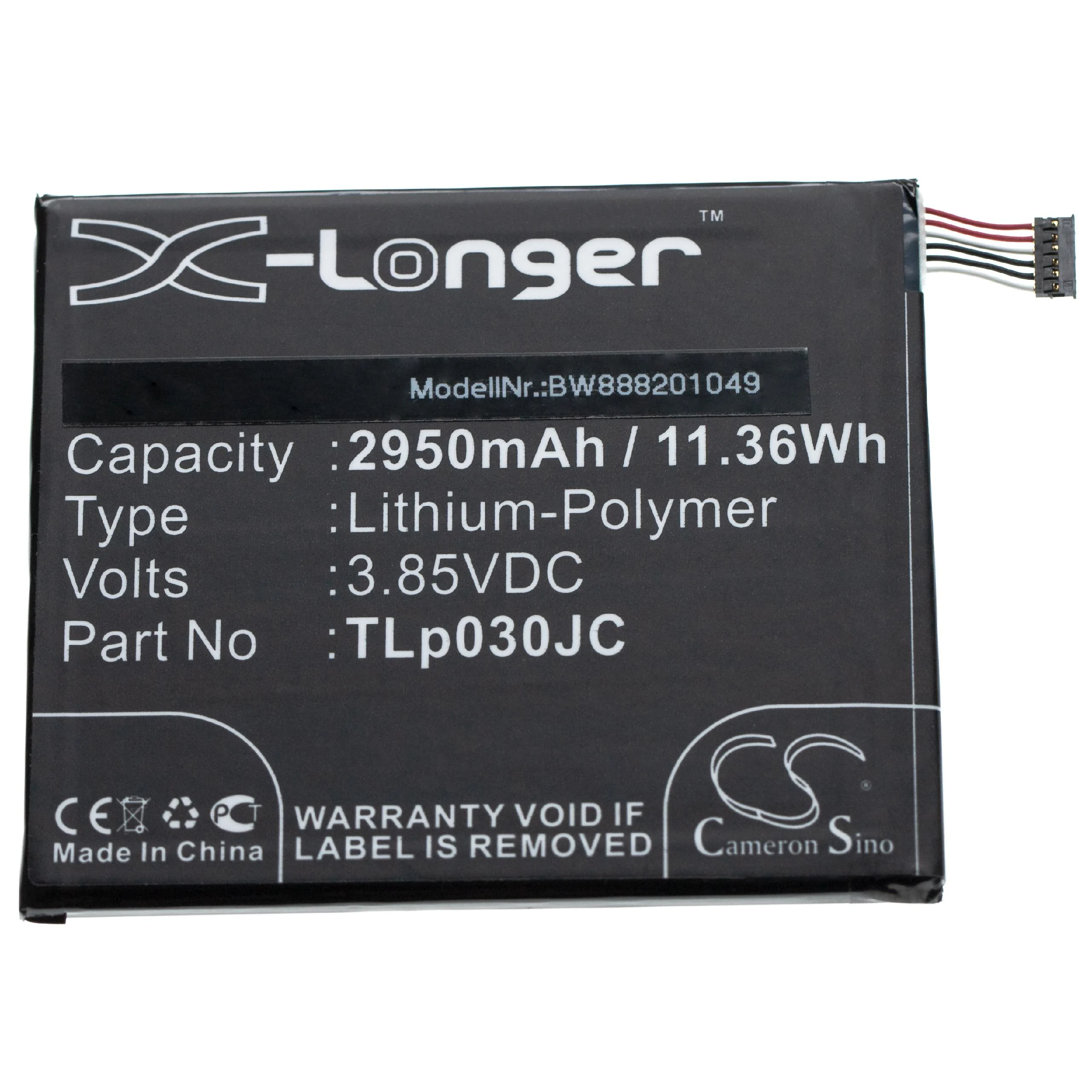 Batterie remplace Alcatel CAC3000034CC, TLp030JC téléphone portable Alcatel - 2950mAh 3,85V Li-ion