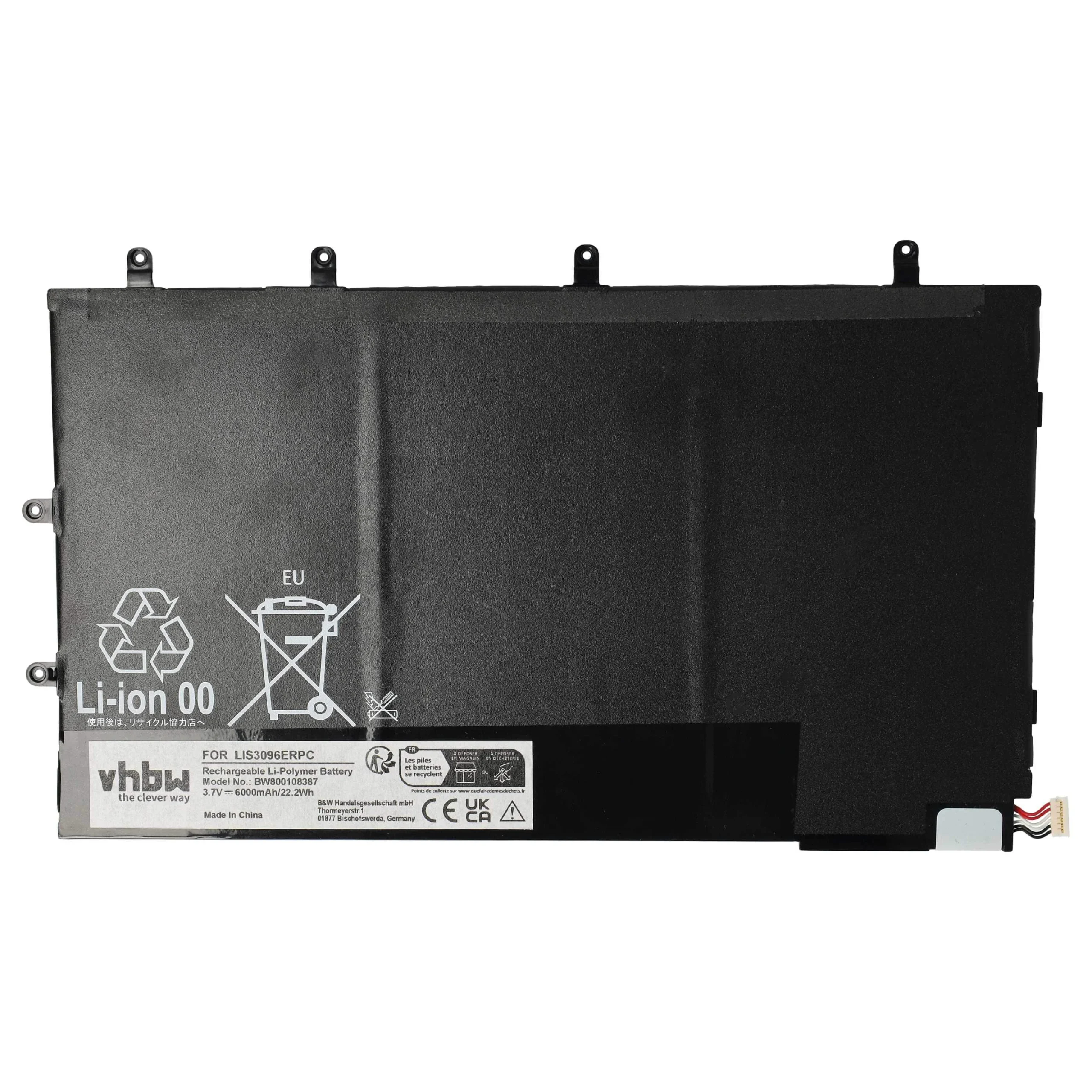 Batterie remplace Sony LIS3096ERPC tablette - 6000mAh 3,7V Li-polymère