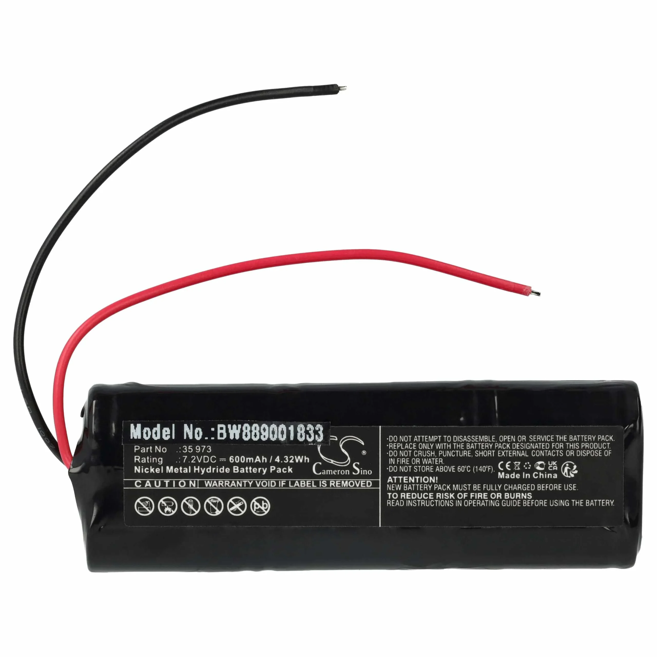 Batterie remplace Telenot 35 973 pour centrale d'alarme Telenot - 600mAh 7,2V NiMH