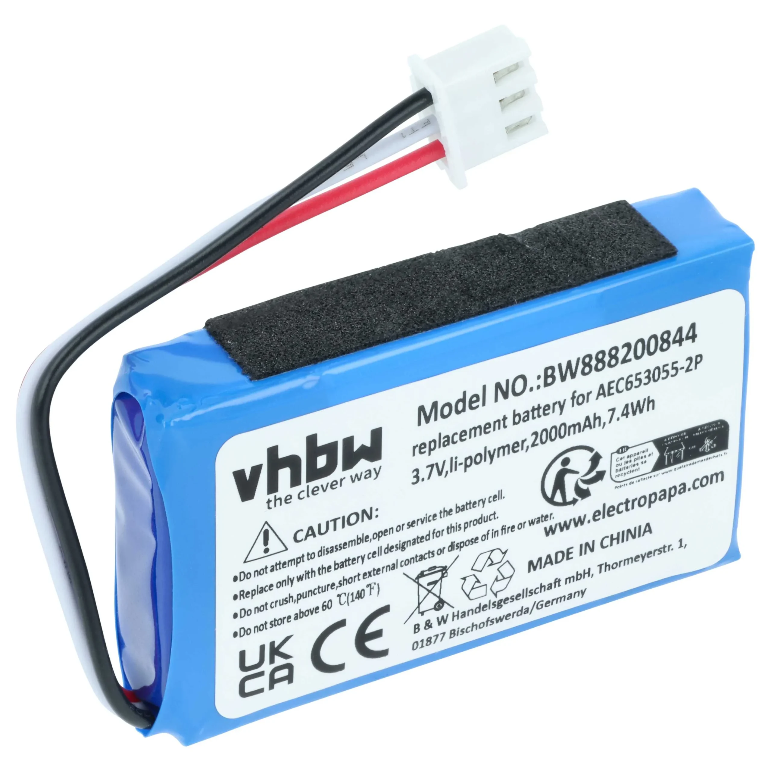 Batterie remplace JBL AEC653055-2P enceinte JBL - 2000mAh 3,7V Li-polymère