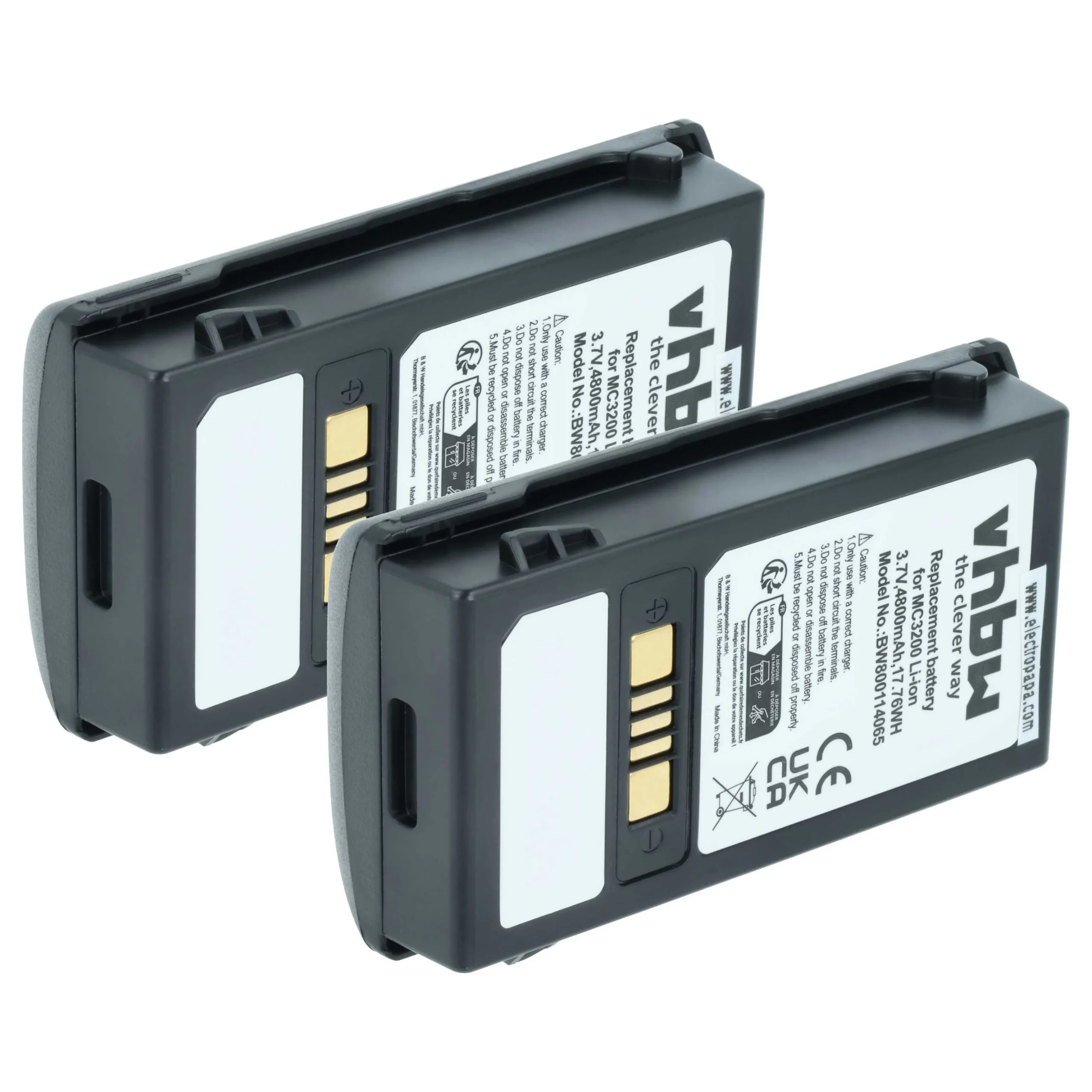 2x Batteries remplace Motorola BTRY-MC32-01-01 pour scanner de code-barre Motorola - 4800mAh 3,7V
