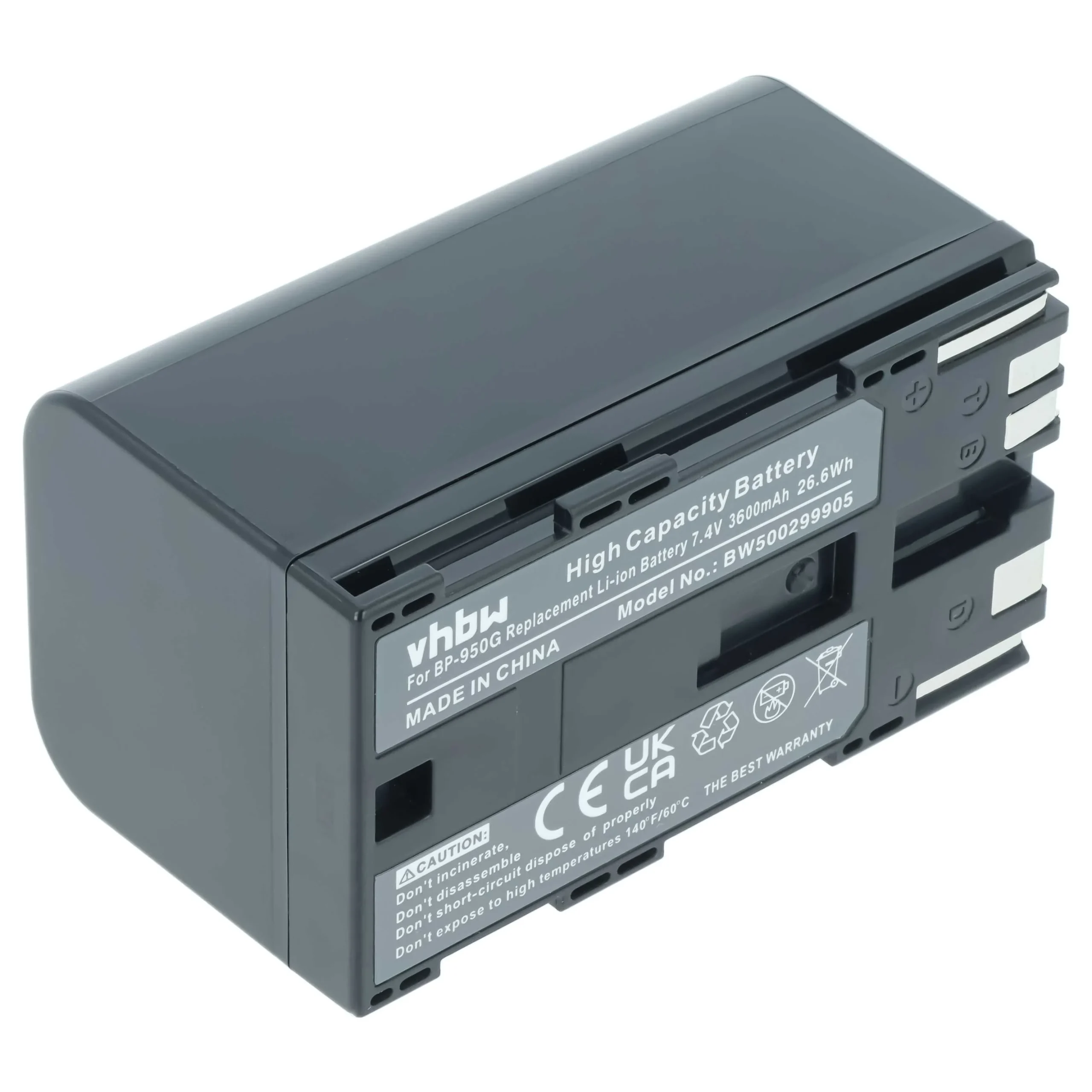 Batterie remplace Canon BP-975, BP-955, BP-925, BP-950G pour caméscope Canon- 3600mAh 7,4V Li-ion