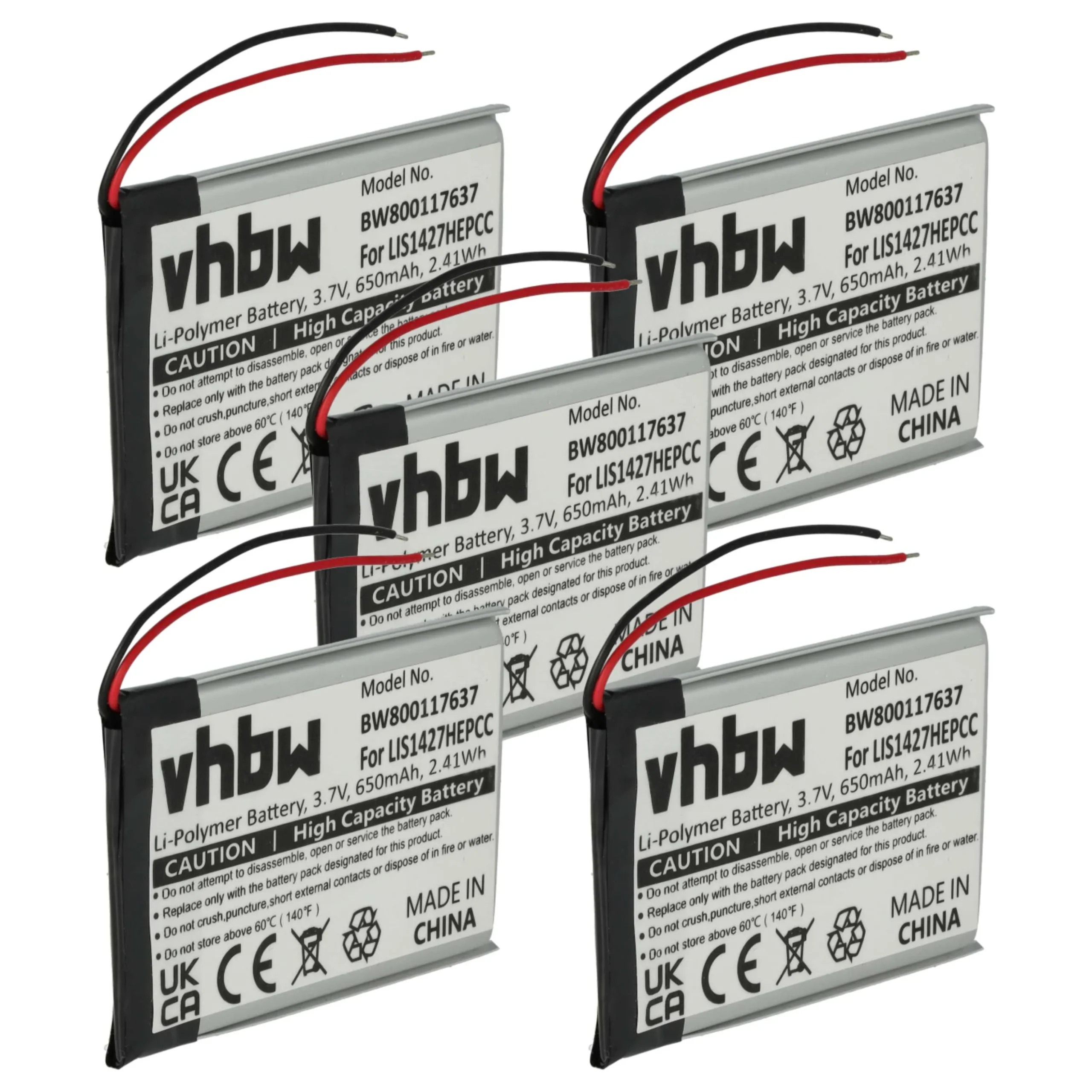 Batterie (5 pcs.) remplace Plantronics PR-423350 casque audio Plantronics - 650mAh 3,7V Li-polymère