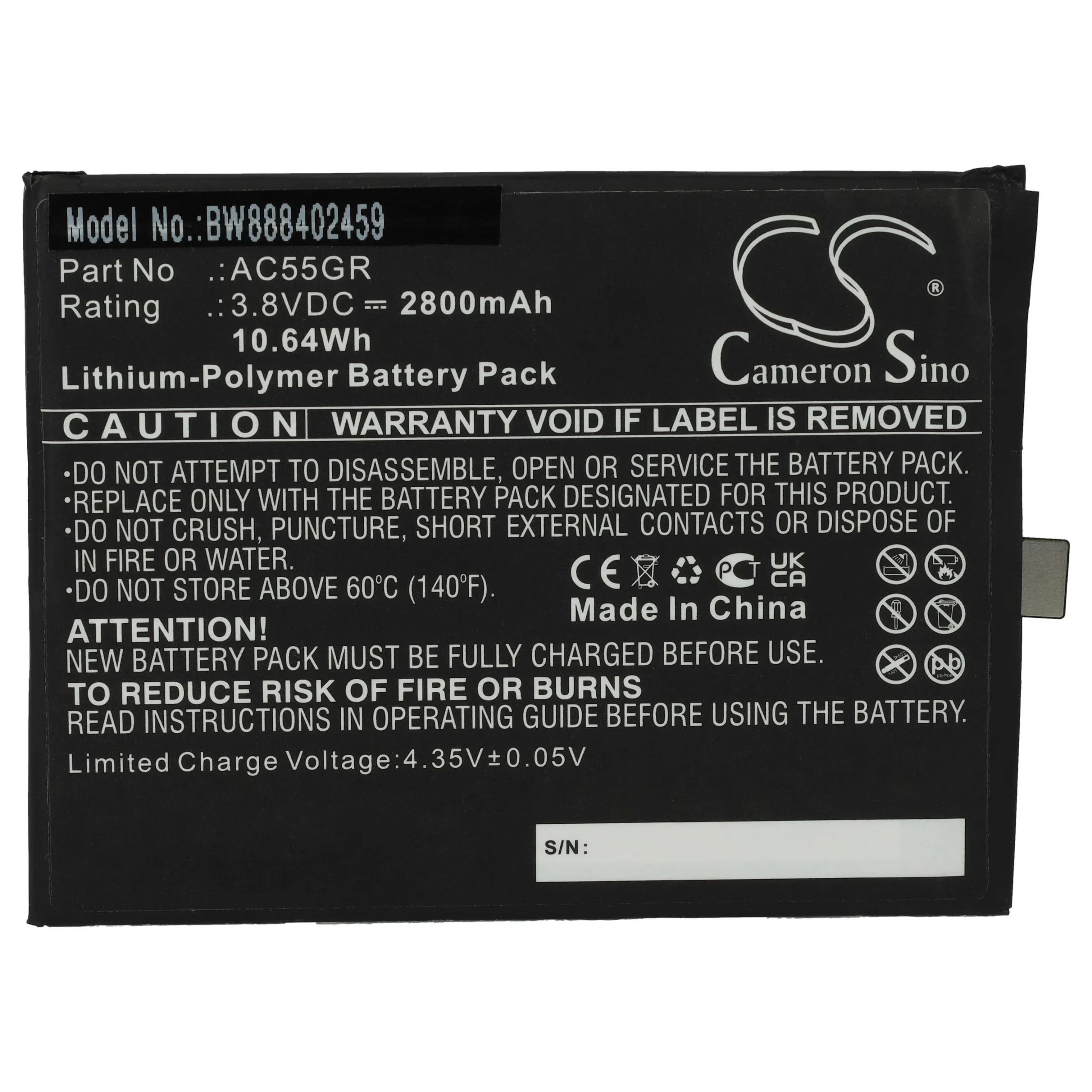 Batterie remplace Archos AC55GR téléphone portable Archos - 2800mAh 3,8V Li-polymère