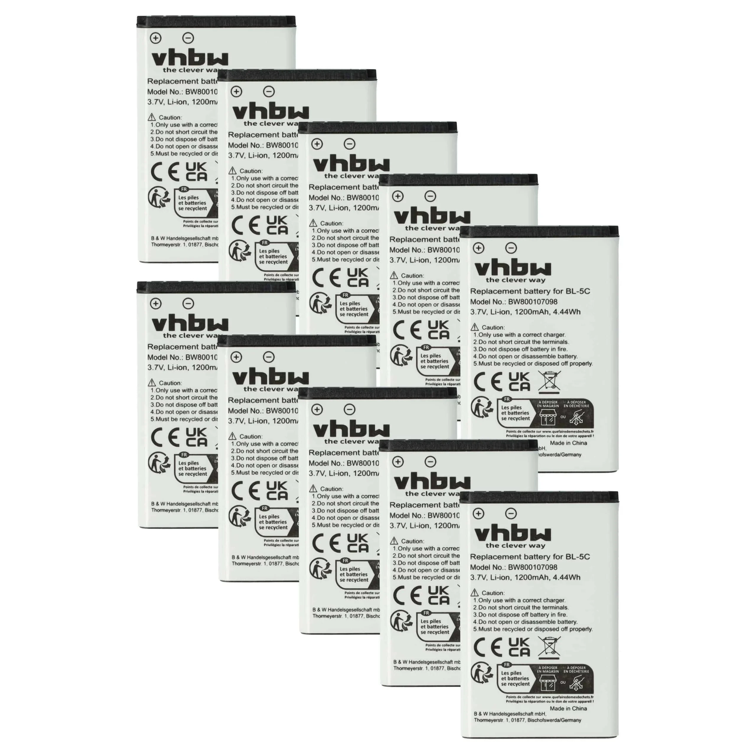 Batterie (10 pcs.) remplace Alcatel 3BN67332AA, 10000058 téléphone portable Anycool - 1200mAh 3,7V Li-ion