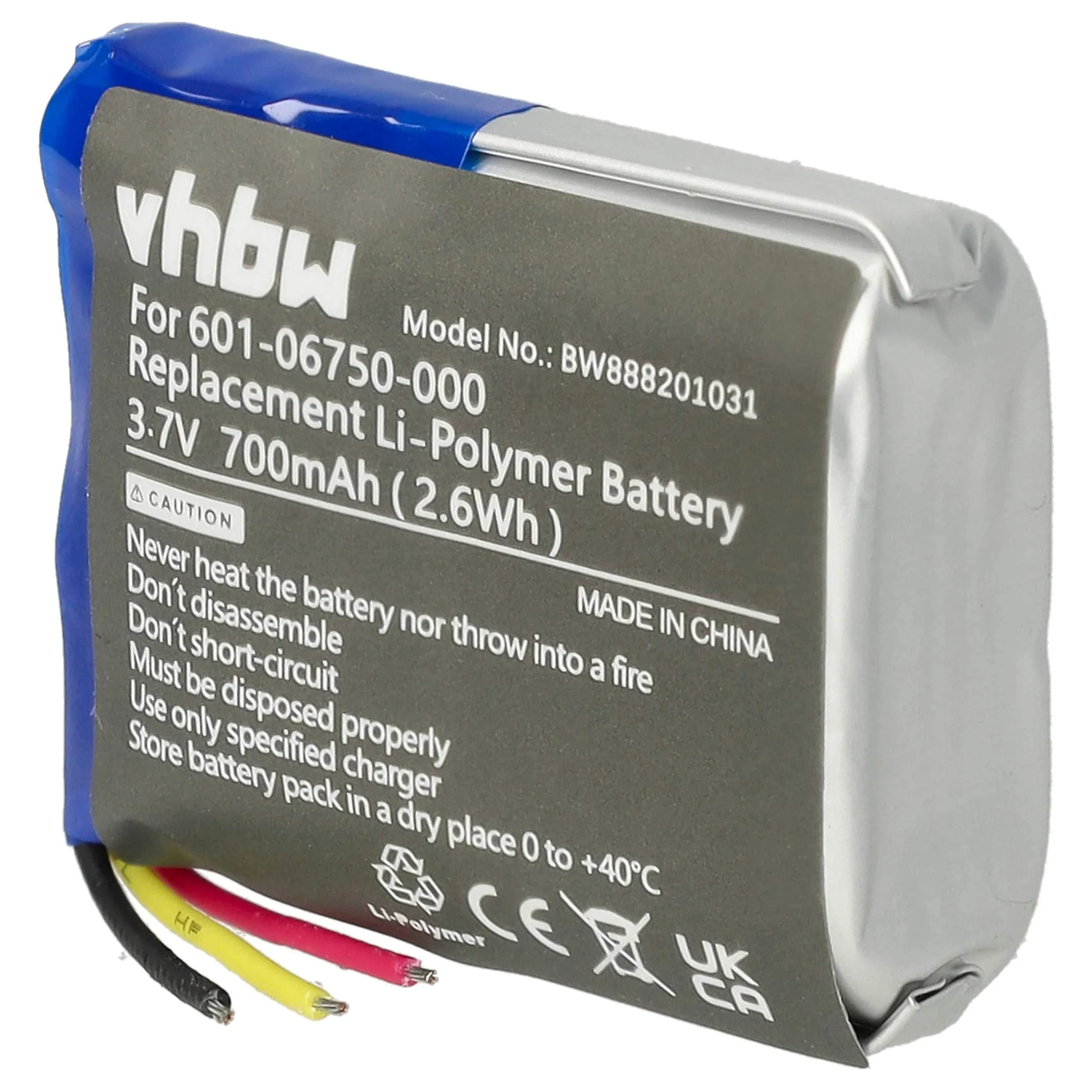 Batterie remplace GoPro 601-06750-000, 601-06750-101 pour caméscope GoPro- 700mAh 3,7V Li-polymère