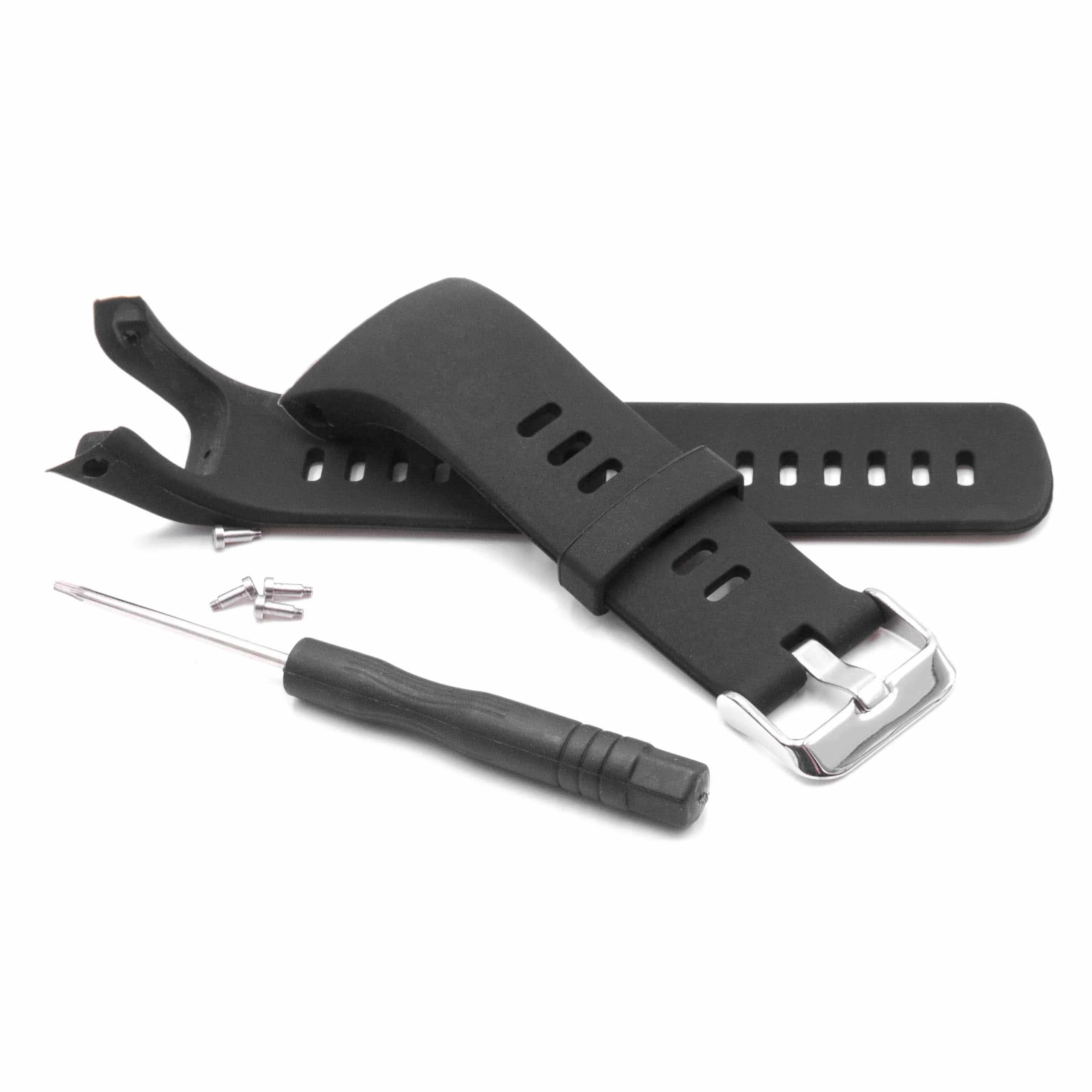 Bracelet pour montre intelligente Suunto - 12cm + 9 cm de long, 21mm de large, silicone, noir
